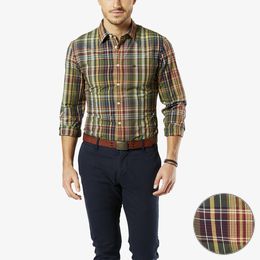 Dockers-Laundered Poplin Shirt, Slim Fit-Deep Moss Plaid