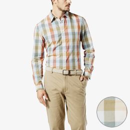 Dockers-Laundered Poplin Shirt, Slim Fit-Silver Birch Plaid
