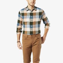 Dockers-Wrinkle Twill Shirt, Slim Fit-Green