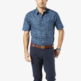 Dockers-Laundered Poplin Short Sleeve Shirt, Standard Fit-Pembroke Laguna Print