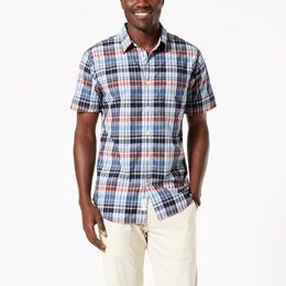 Dockers-Laundered Poplin Short Sleeve Shirt, Standard Fit-Pembroke Plaid