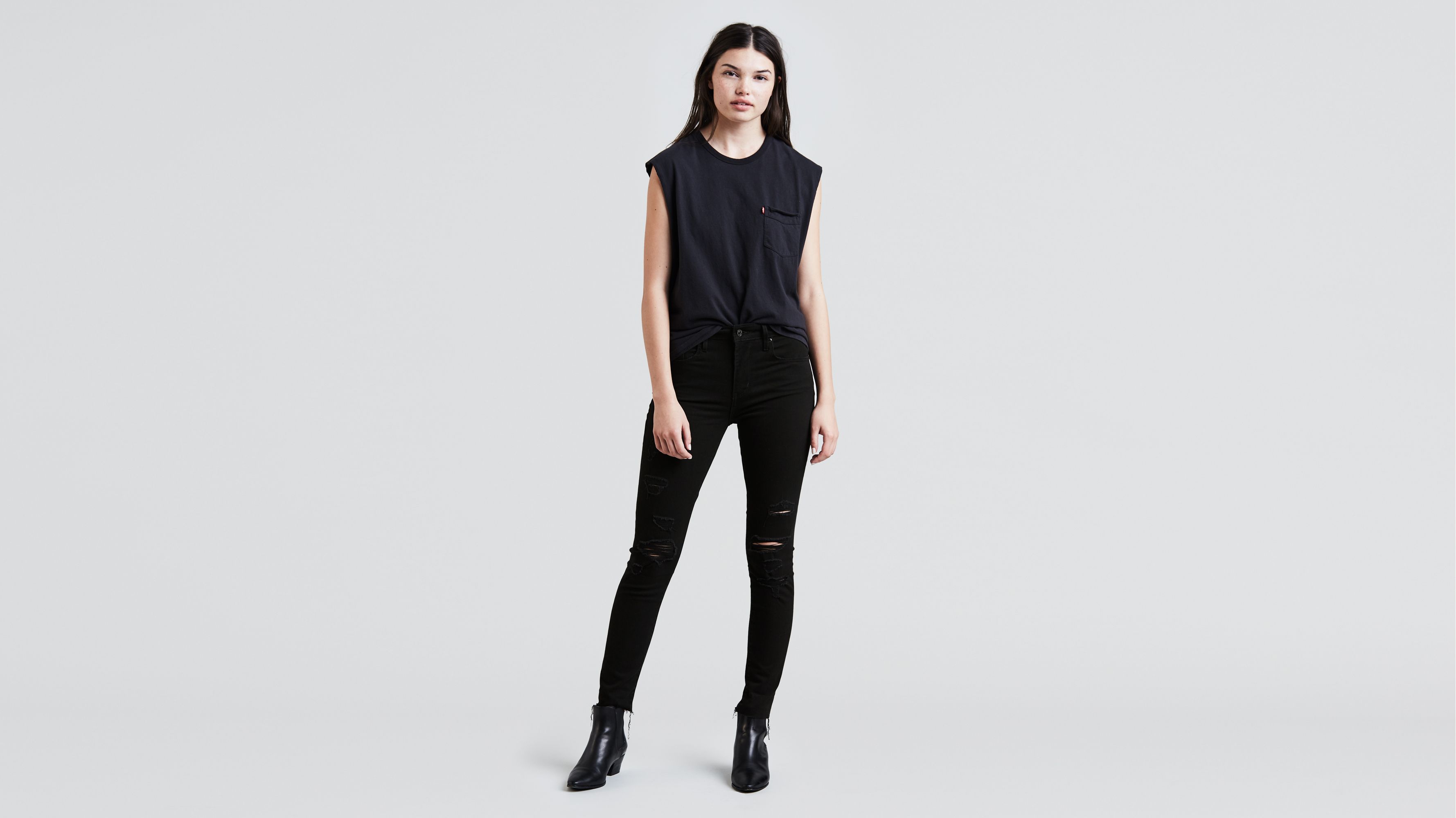 721 high rise skinny jeans black