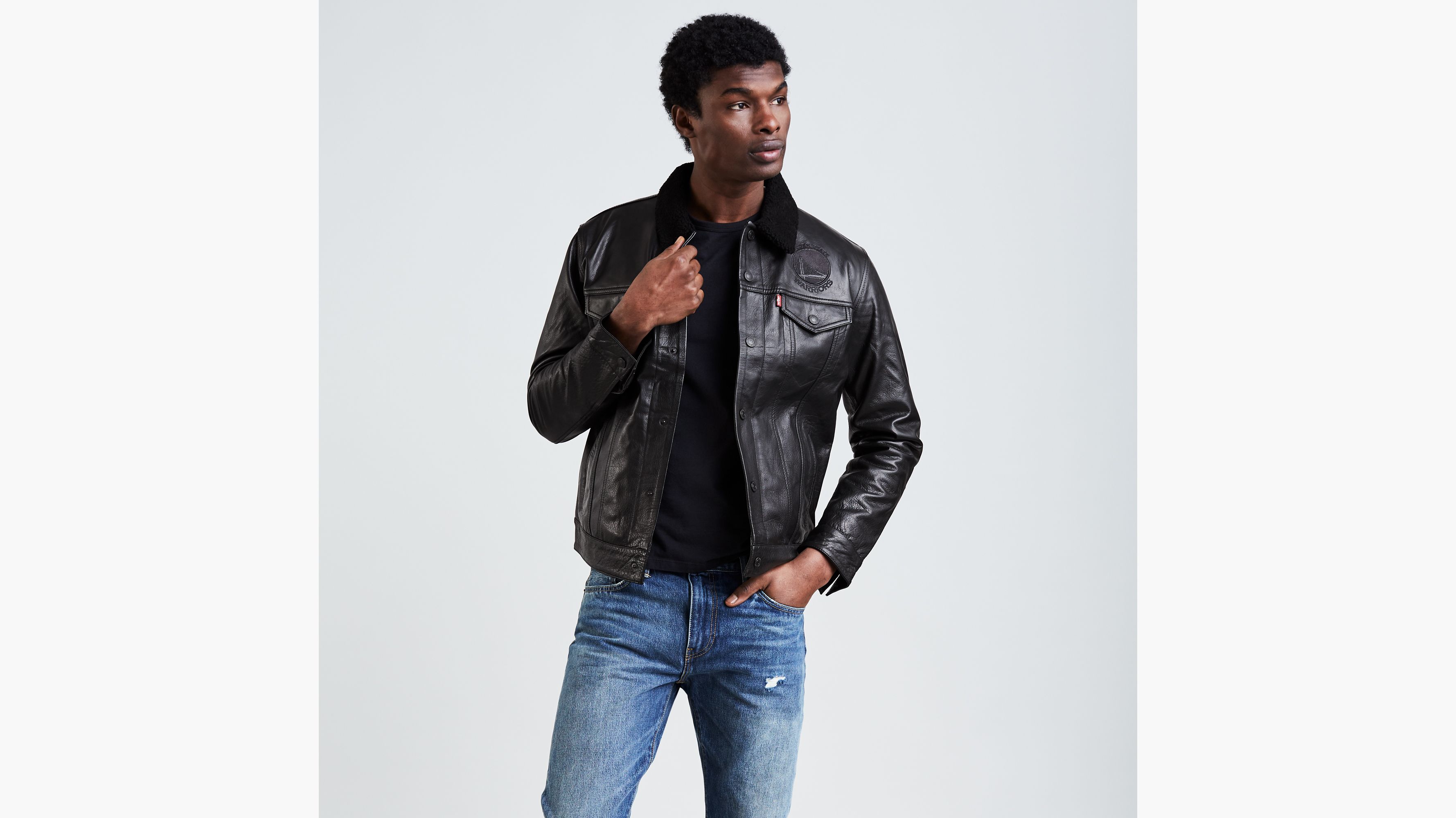 levis leather jacket sherpa