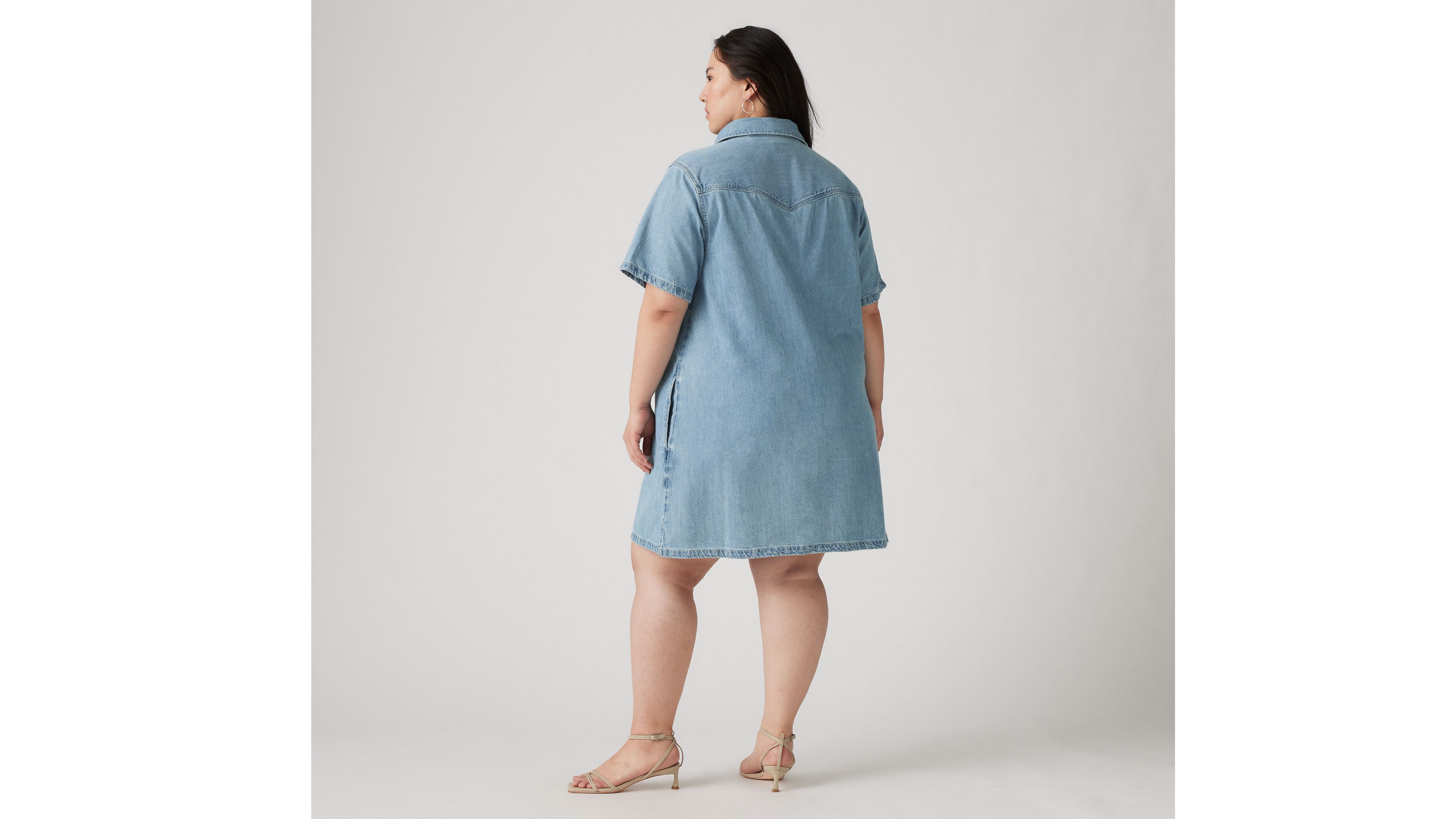 Louisa Short Sleeve Denim Dress (Plus Size) 3