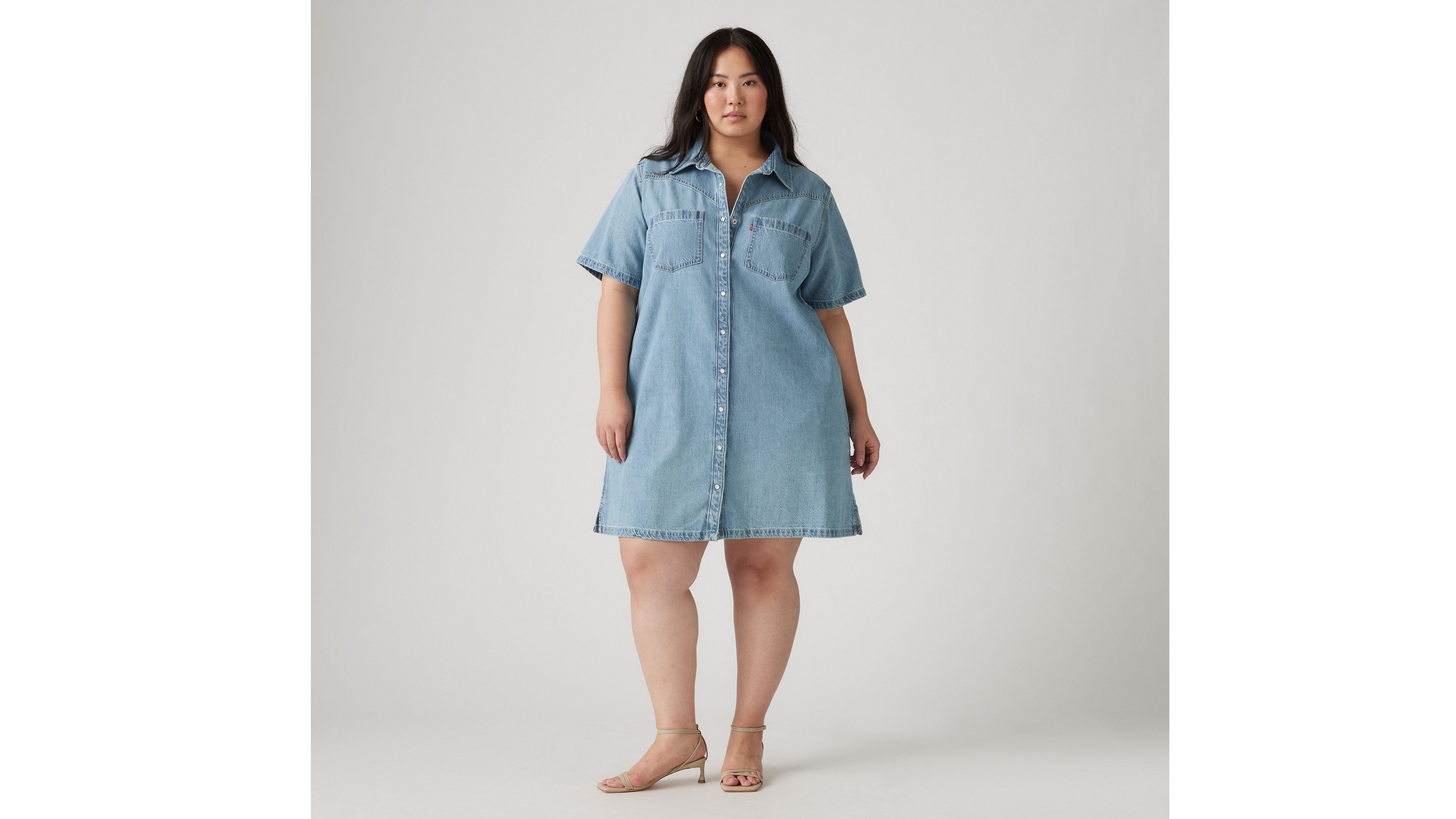 Louisa Short Sleeve Denim Dress (Plus Size) 2