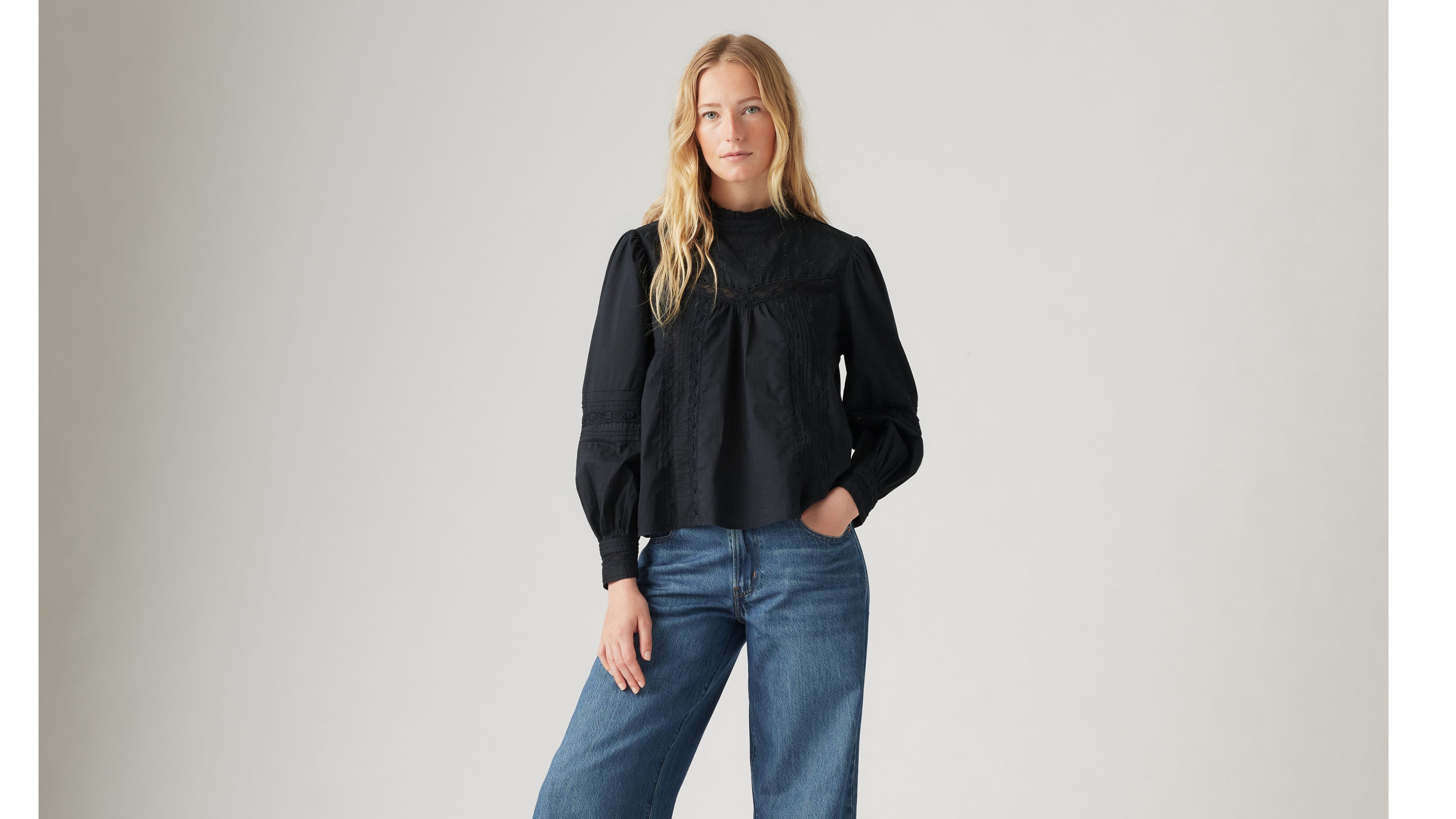 トップス papier denim louise blouse /black denim louise blouse/black | papier.official