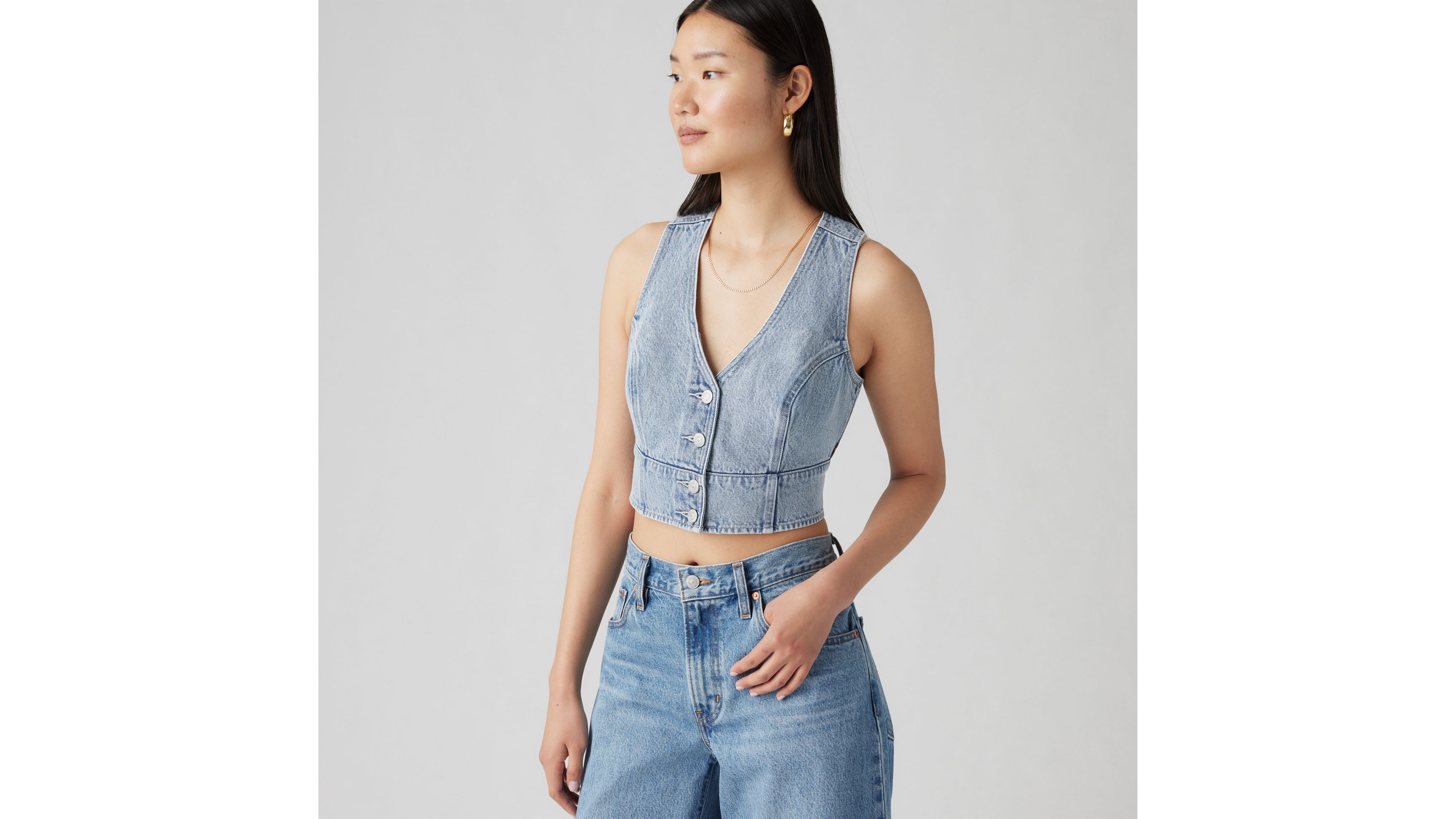 Mona Denim Corset Tank Top