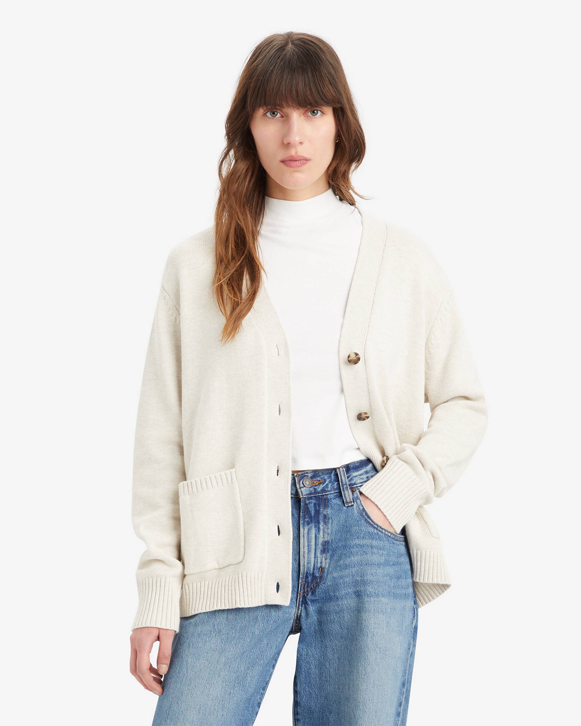 Boyfriend Pocket Cardigan - White | Levi's® US Boyfriend Pocket Cardigan - White | Levi's® US