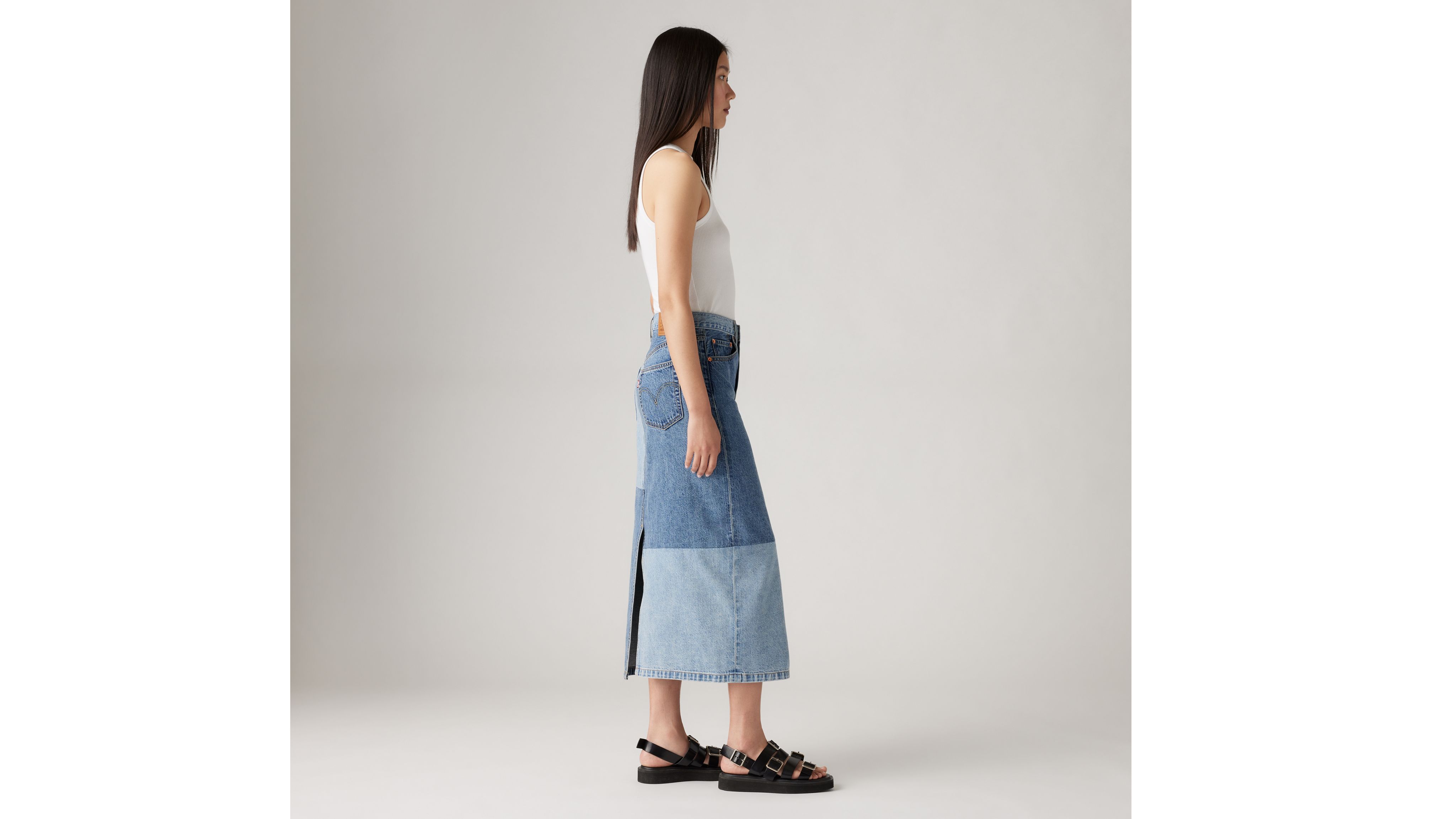 Shop Levi's Button Midi Skirt In Clean Craft