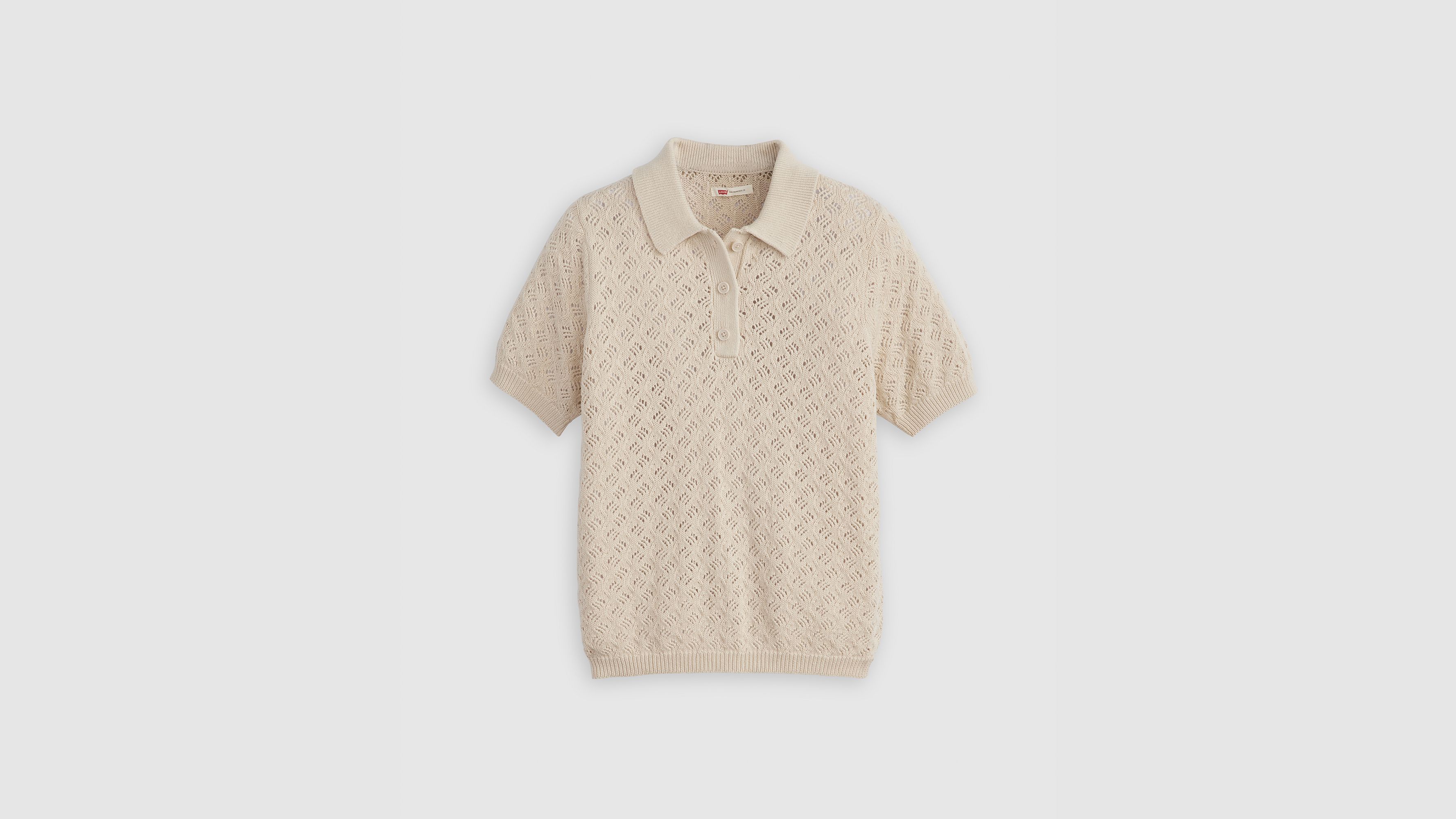 Levi's Lavender Pointelle Polo Sweater In Oatmeal