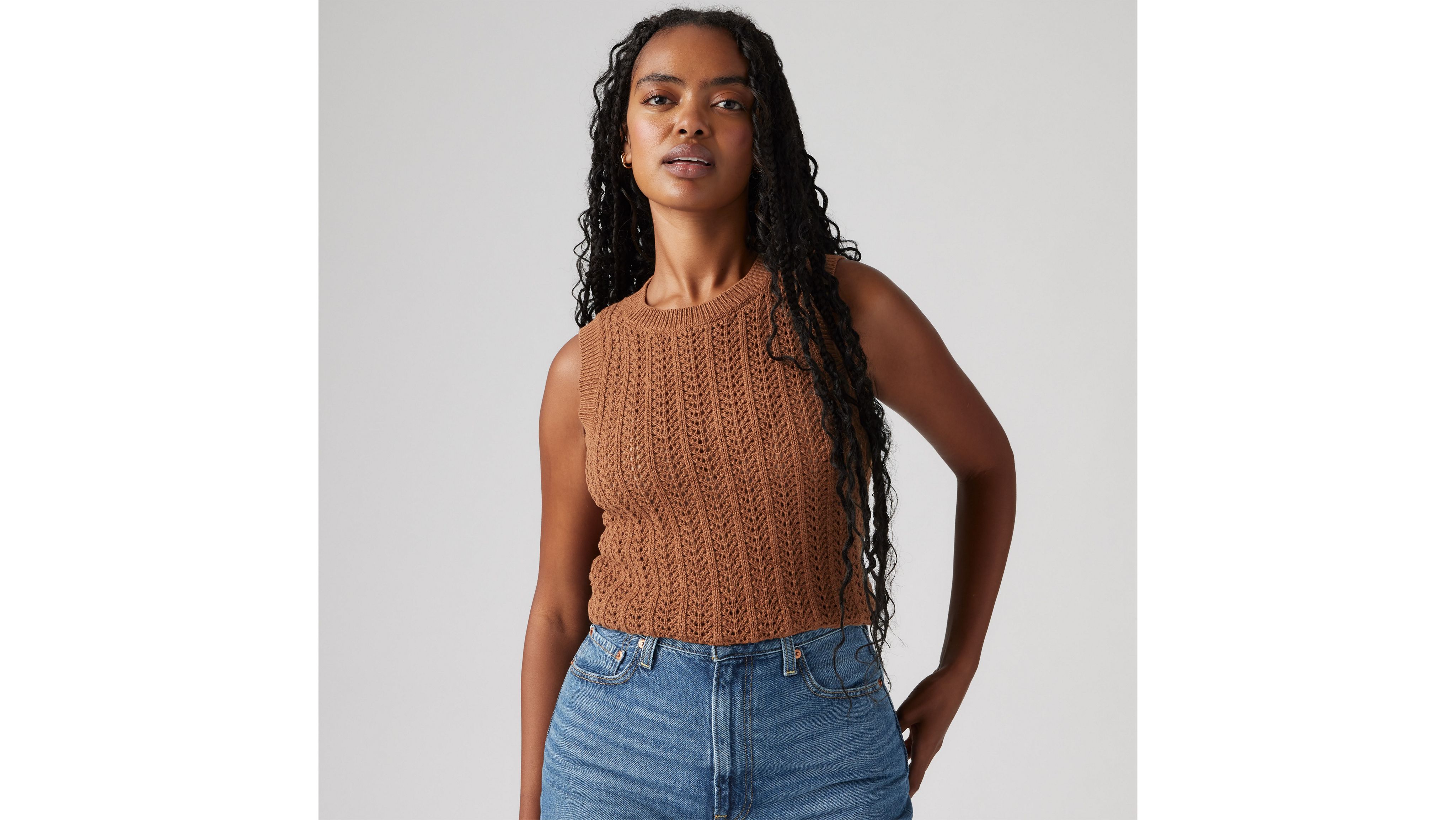Levi's Sunrise Cotton Linen Crochet Tank Top
