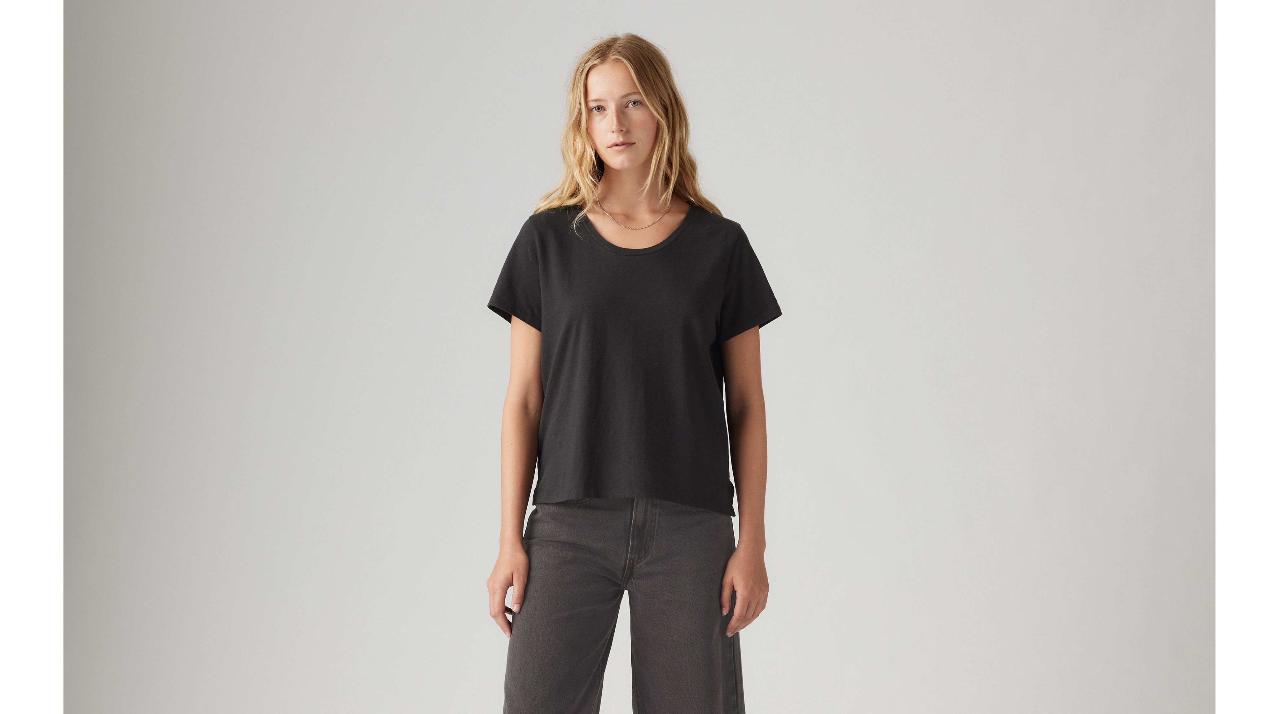 Levi's Bridget Cotton Linen Short Sleeve T-shirt In Anthracite Night