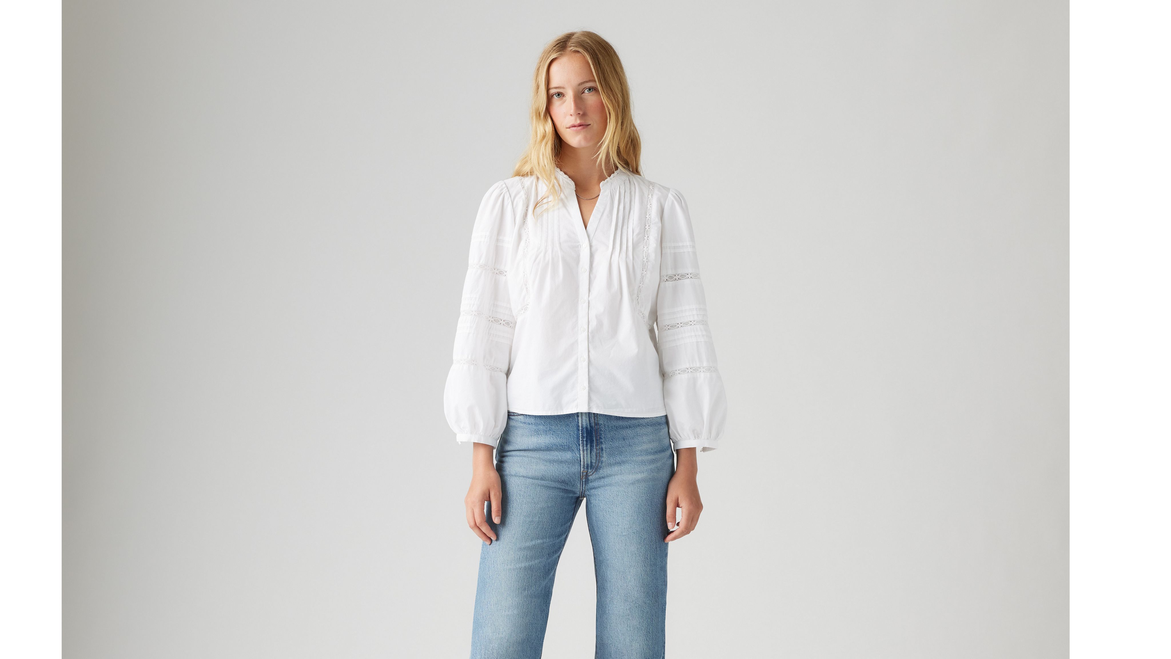 Levi's Mandy Long Sleeve Blouse In Bright White