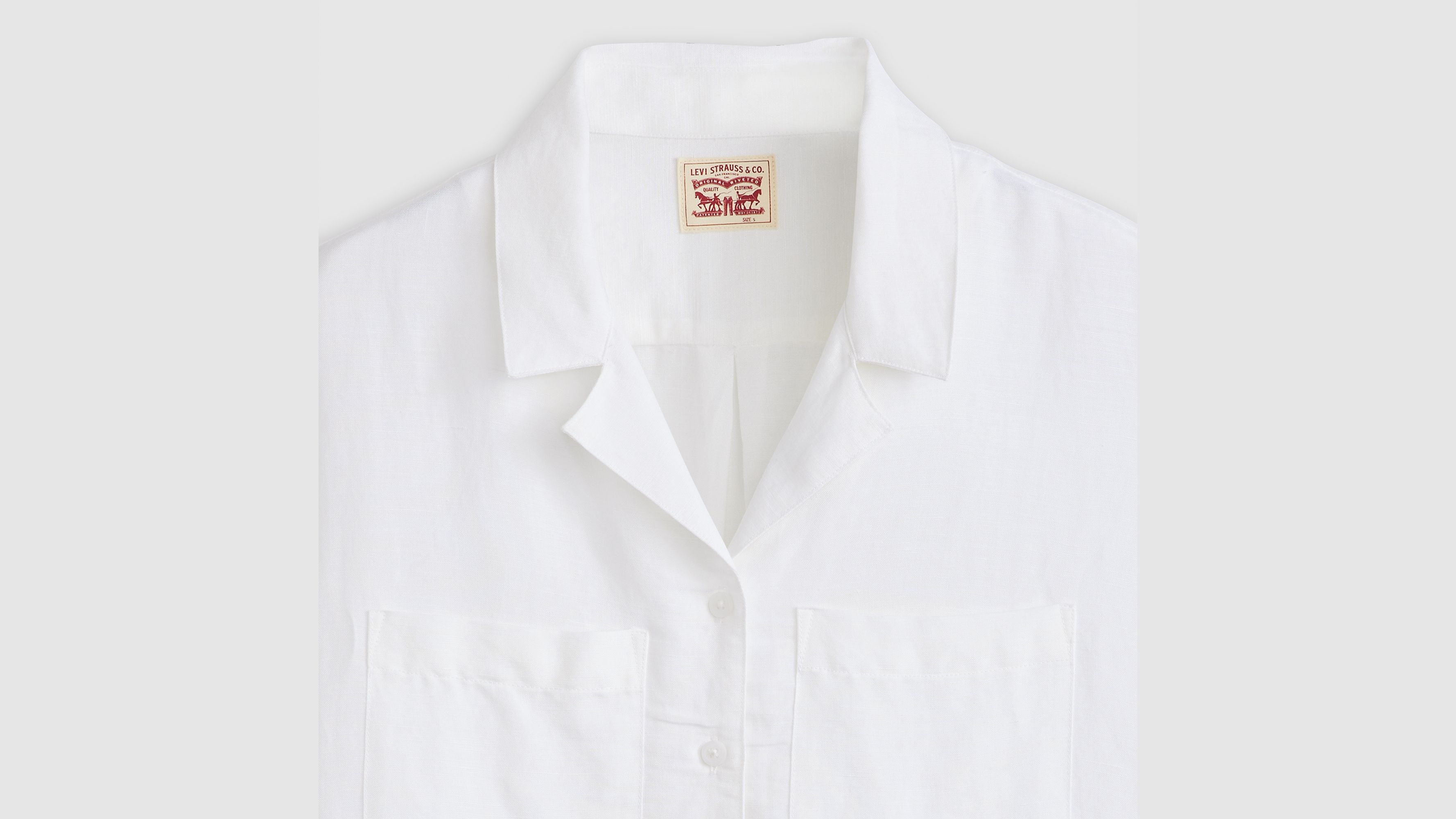 売れ筋商品|||リーバイス カットソー トップス レディース Women's Cotton Sonny Short-Sleeve Camp Shirt Bright White Sonny Linen Blend Camp Shirt - White | Levi's® US