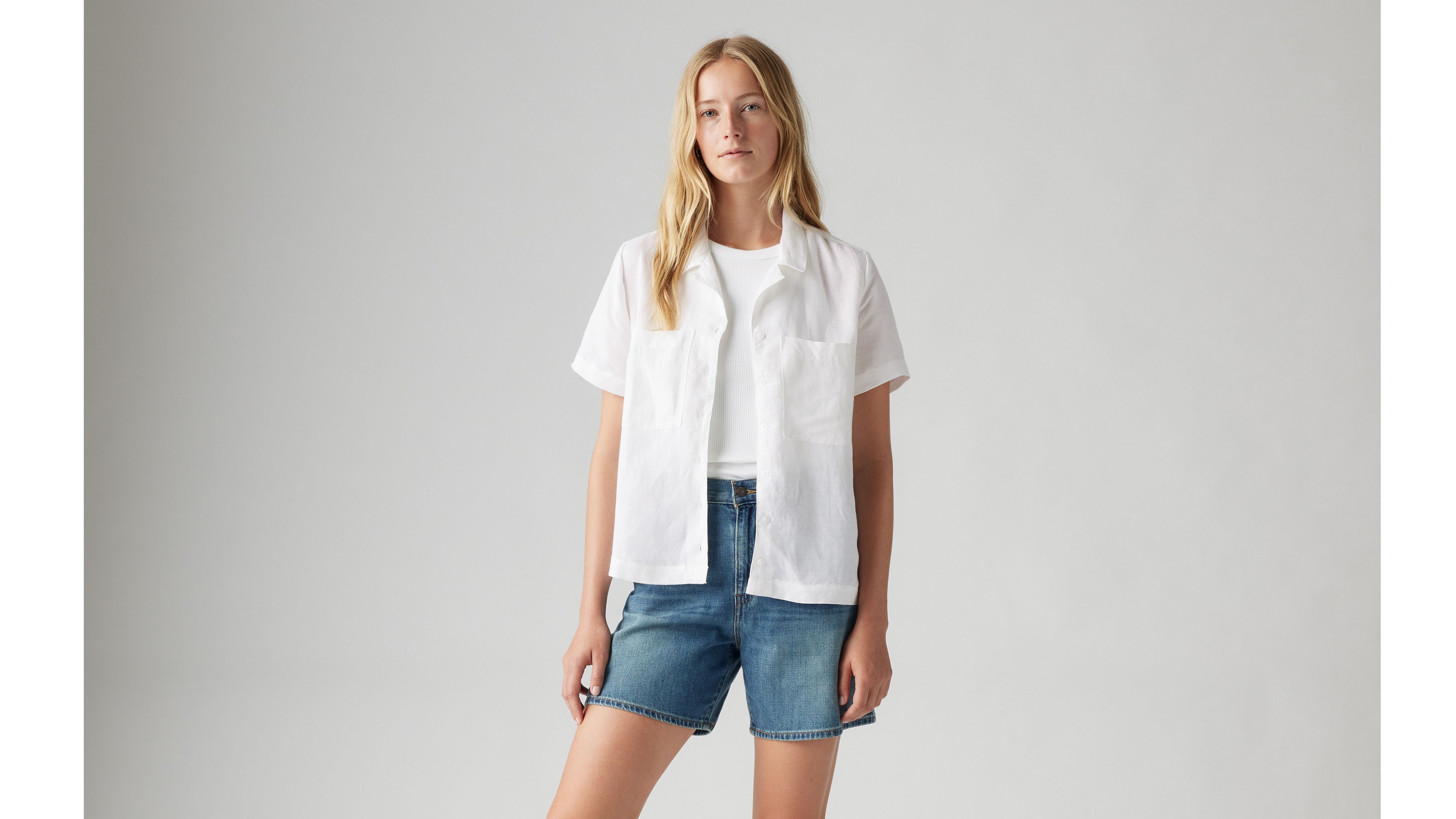 Levi's Sonny Linen Blend Camp Shirt In Bright White