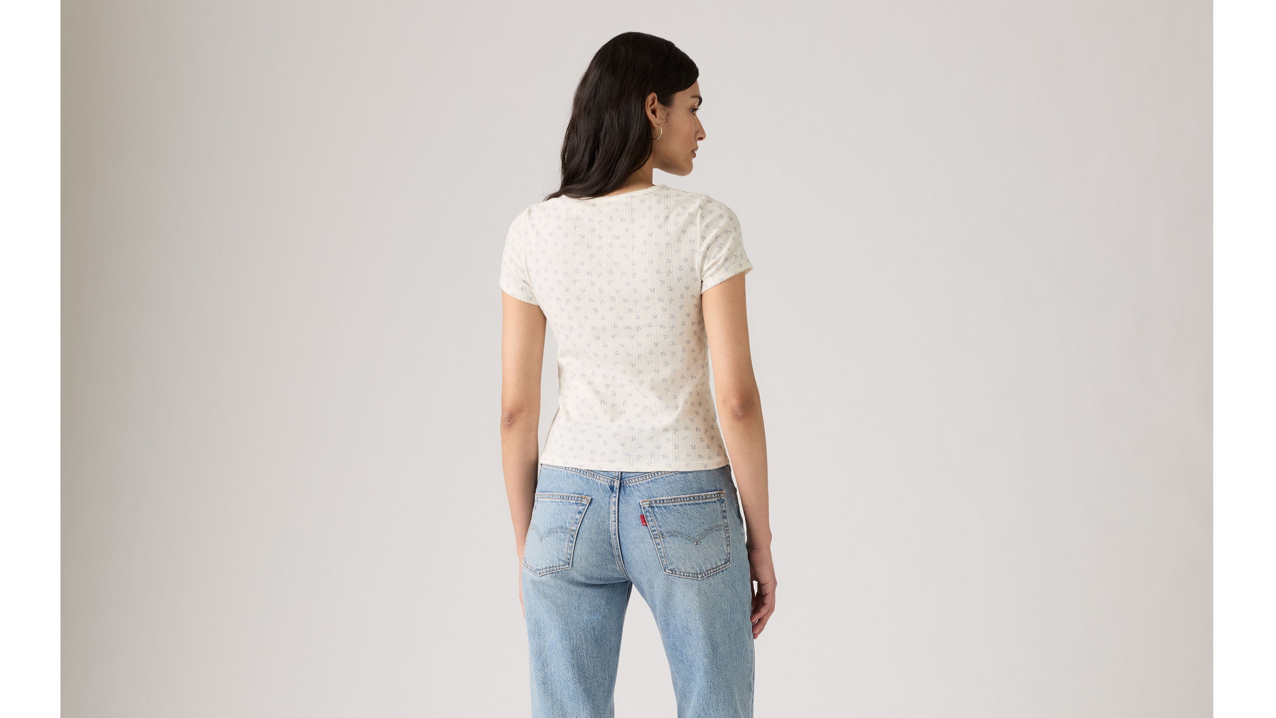 Levi's Dry Goods Pointelle Tee In Arlo Floral Dusty Blue