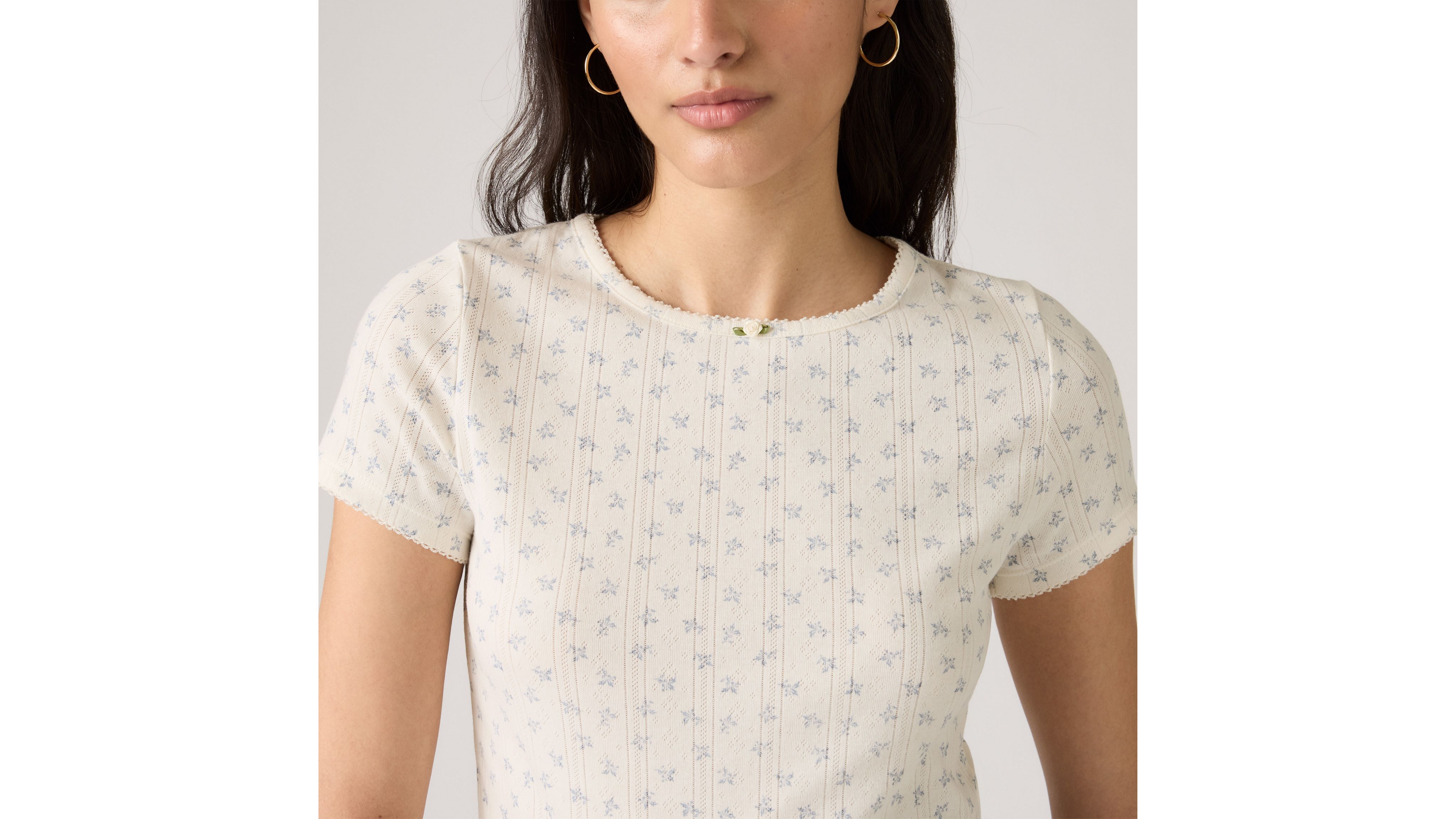 Levi's Dry Goods Pointelle Tee In Arlo Floral Dusty Blue