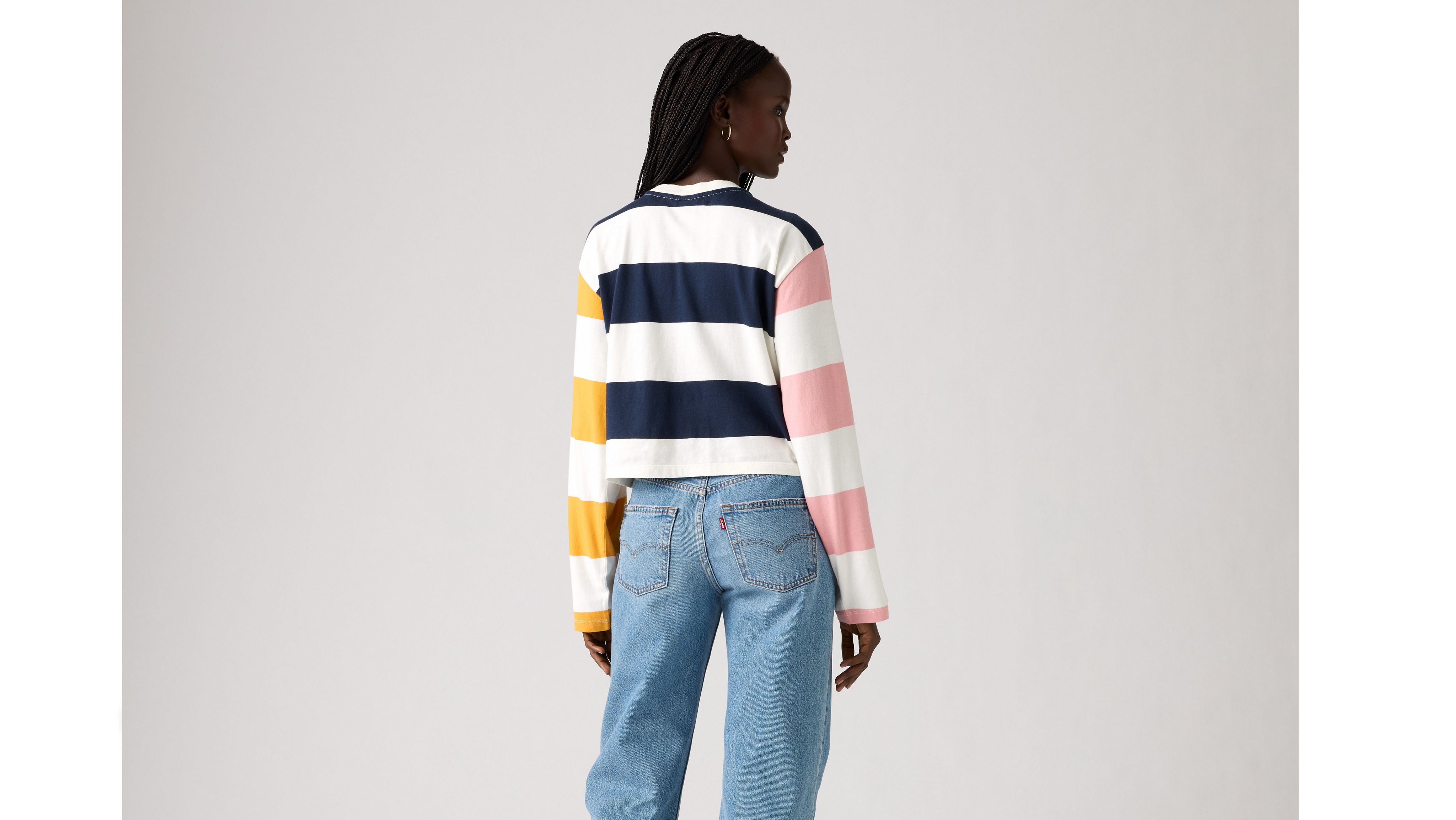[ JEANS] Striped Rugby Sweater ★大人気★ Rugby Stripe Teddie Sweater For Women | Factory
