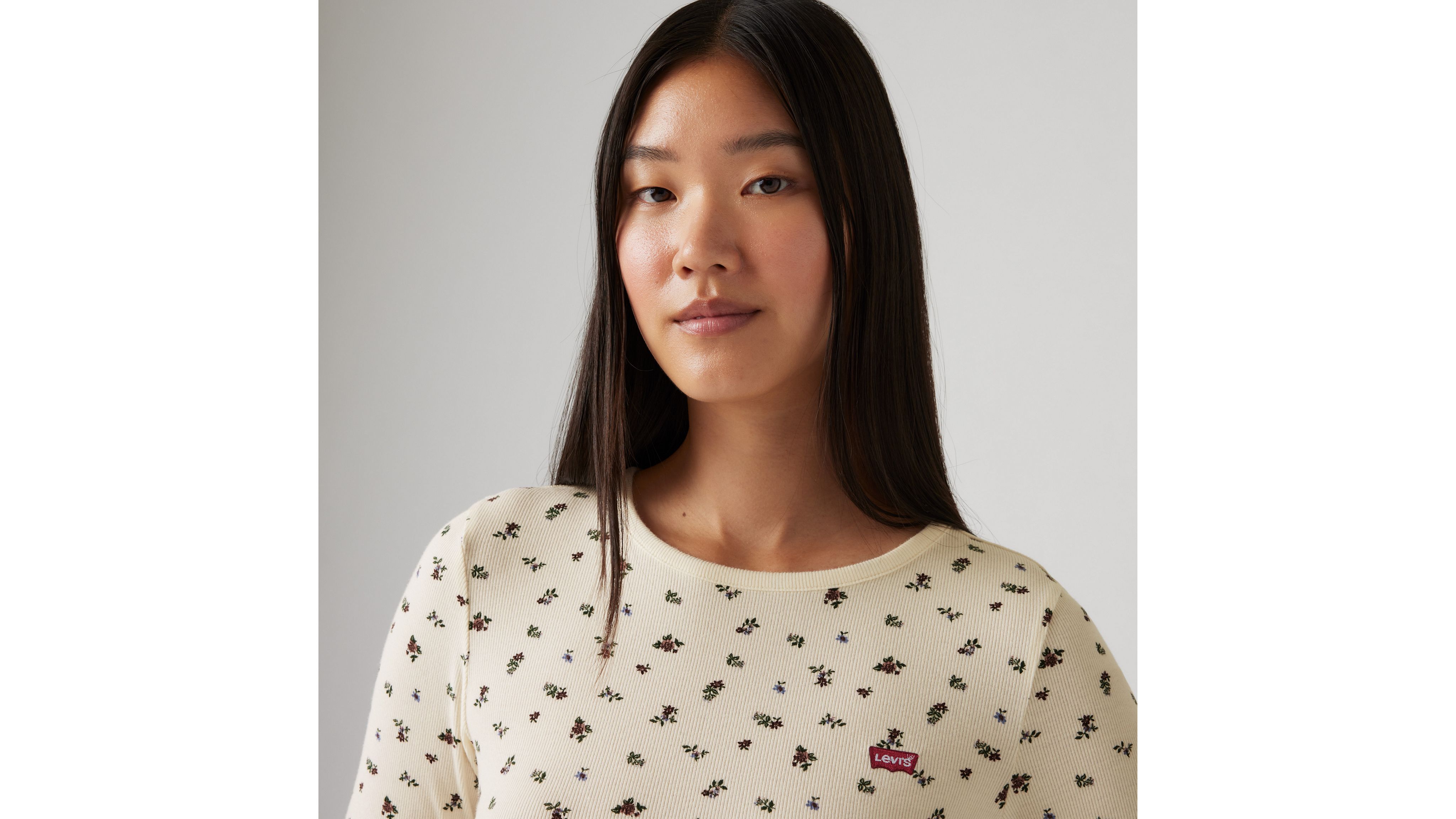 Levi's Plus Size Hayes Long-sleeve T-shirt In Sigrid Ditsy Floral Egret
