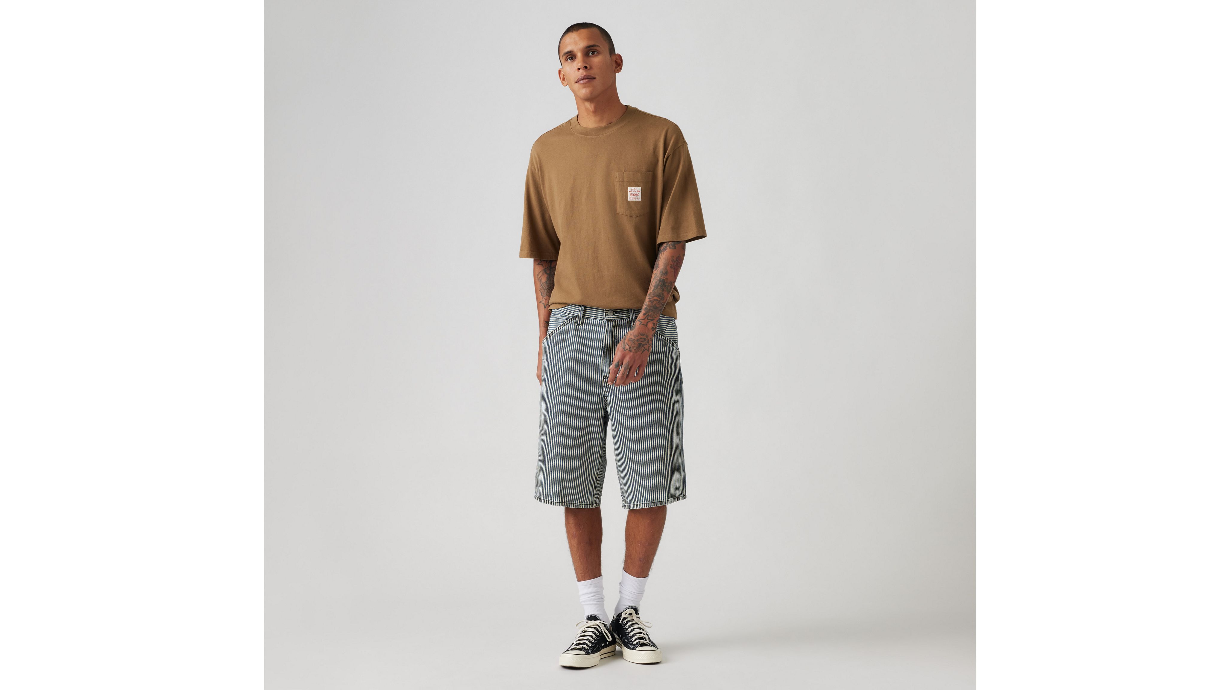 Levi's 568 Loose Carpenter Shorts In Aged Rr Stripe