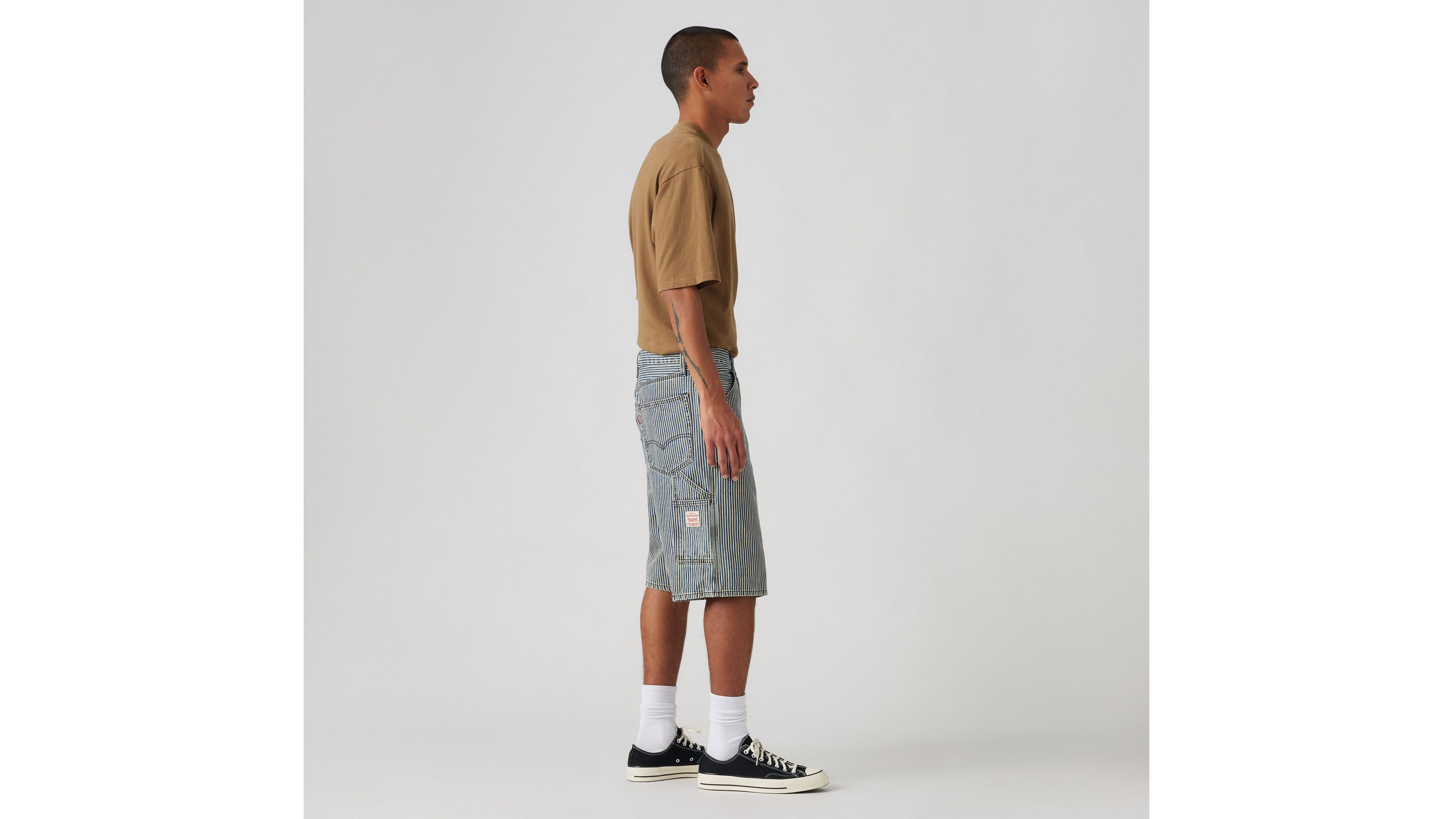 Levi's 568 Loose Carpenter Shorts In Aged Rr Stripe