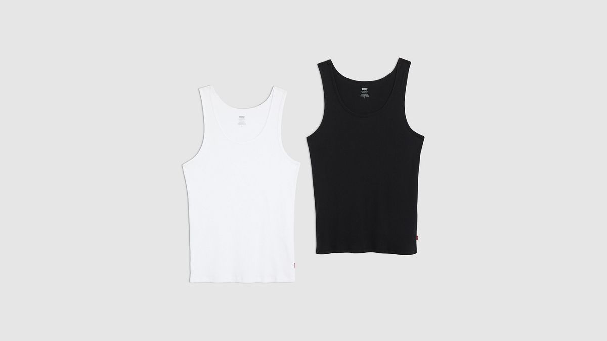 Rib Tank (2-Pack) — Black and Snow Marble Heather - Multi-Color