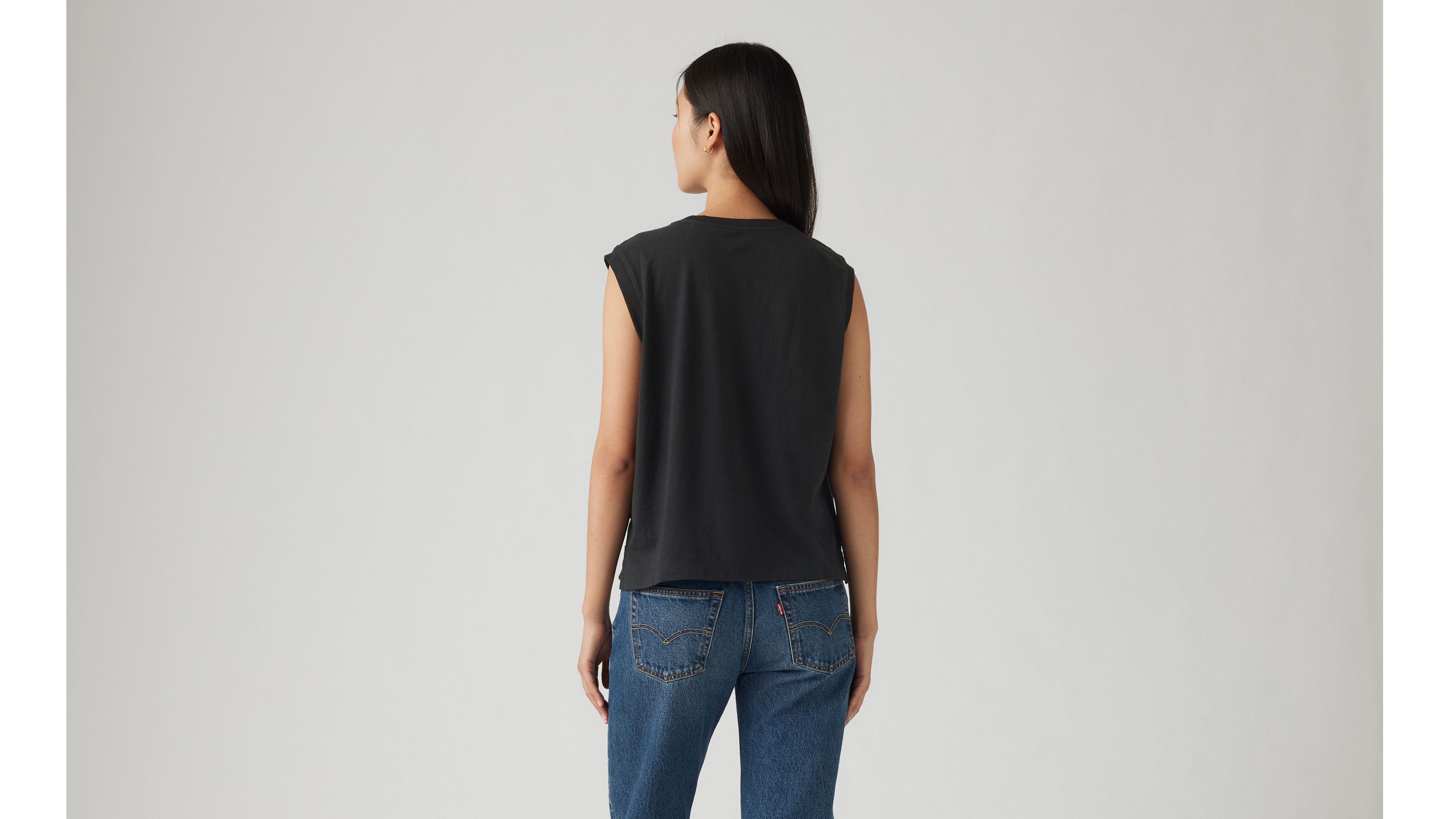 Levi's Graphic Boxy Tank Top In Anthracite