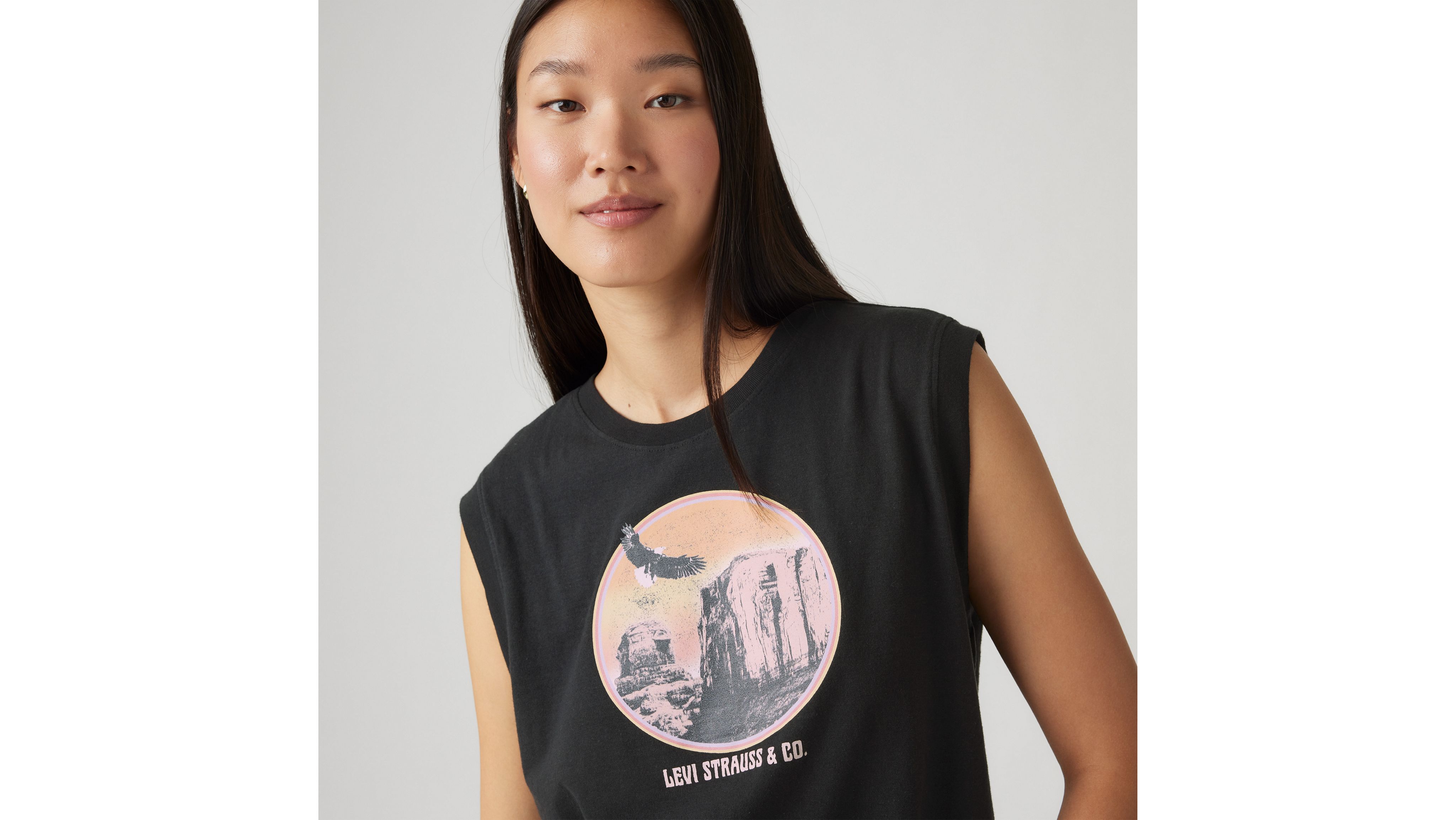 Levi's Graphic Boxy Tank Top In Anthracite