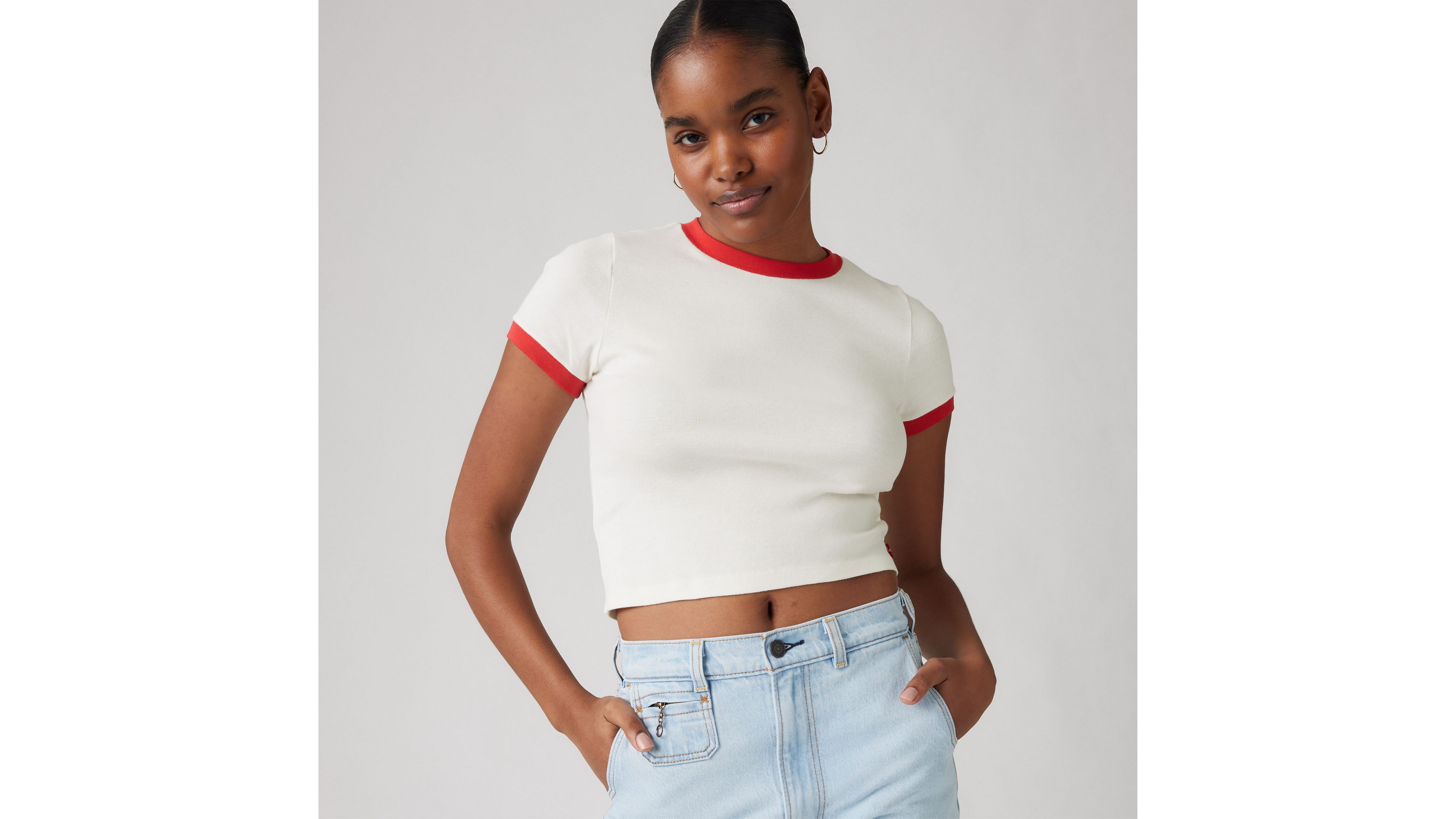 Levi's Essential Ringer Sporty T-shirt In Cloud Dancer