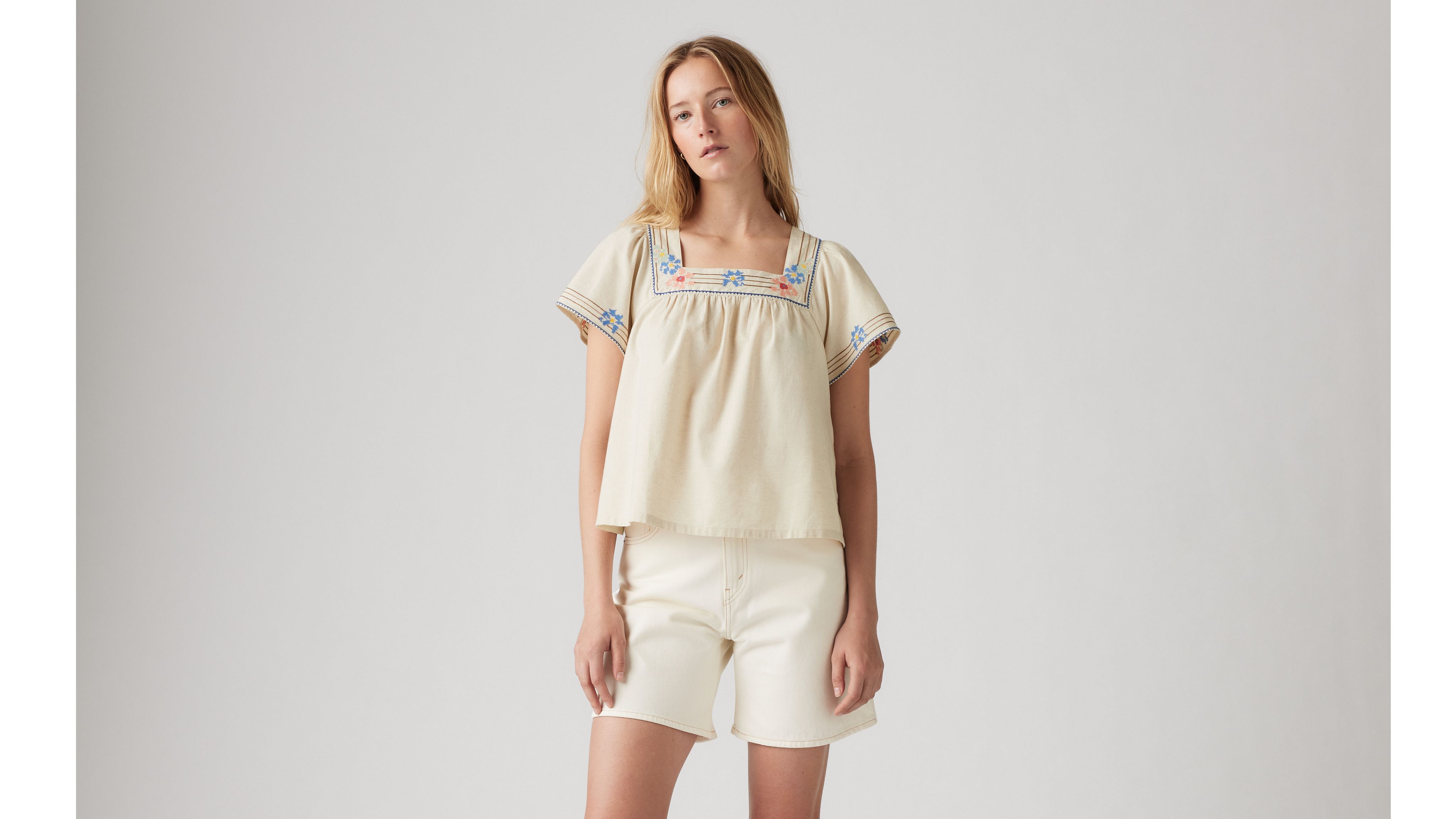 最高 - Blouse Babydoll Linen Cotton Ambre White US Levi's® | トップス