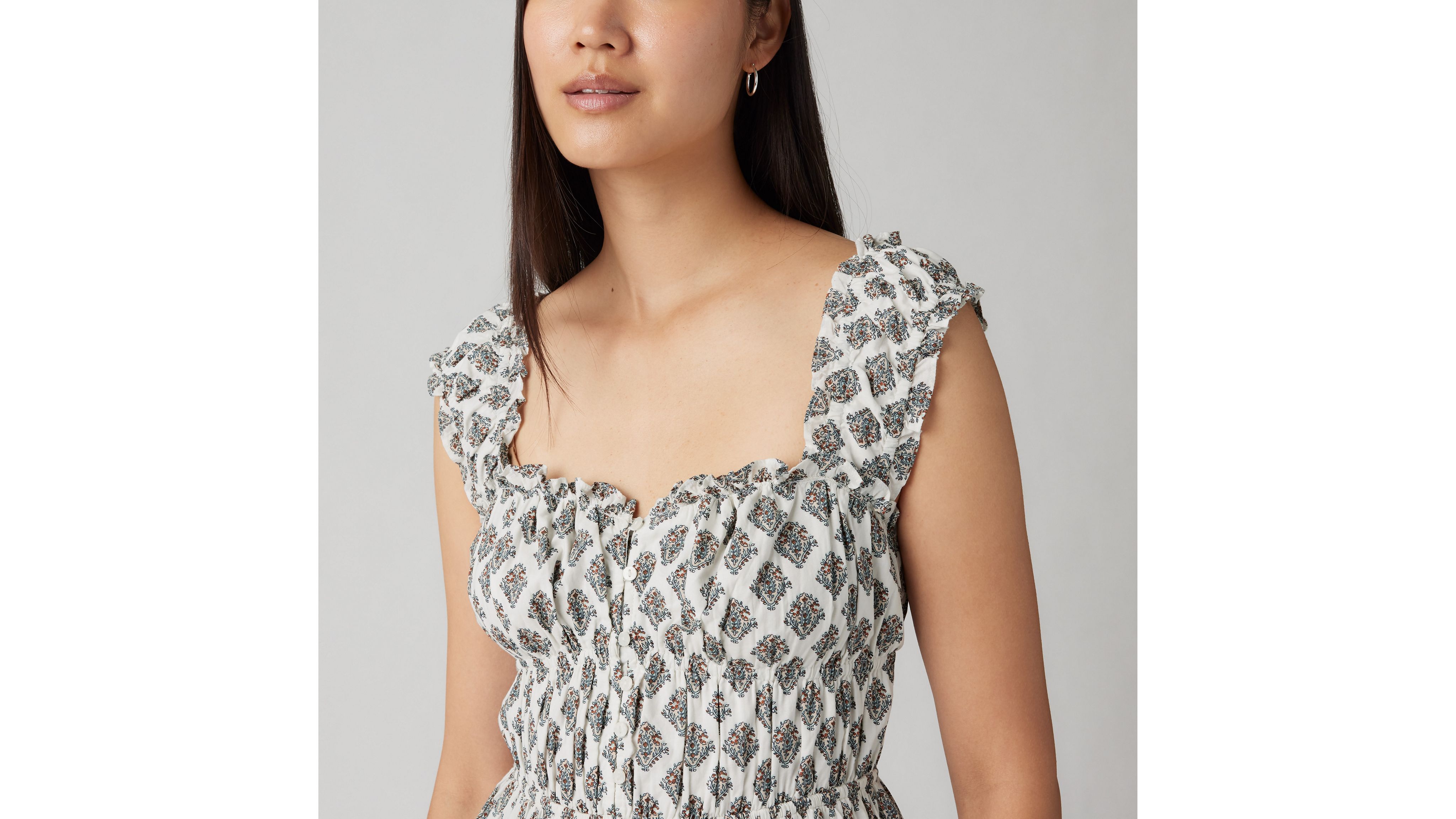 Levi's Amaya Tiered Maxi Dress In Lottie Floral Egret