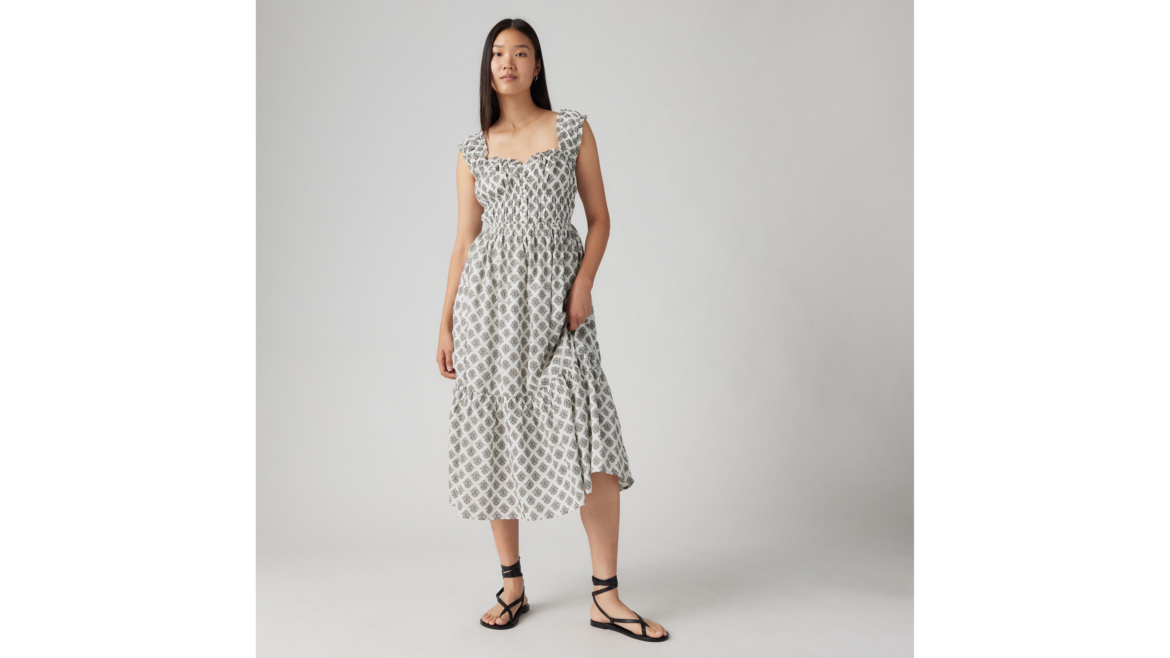 Levi's Amaya Tiered Maxi Dress In Lottie Floral Egret