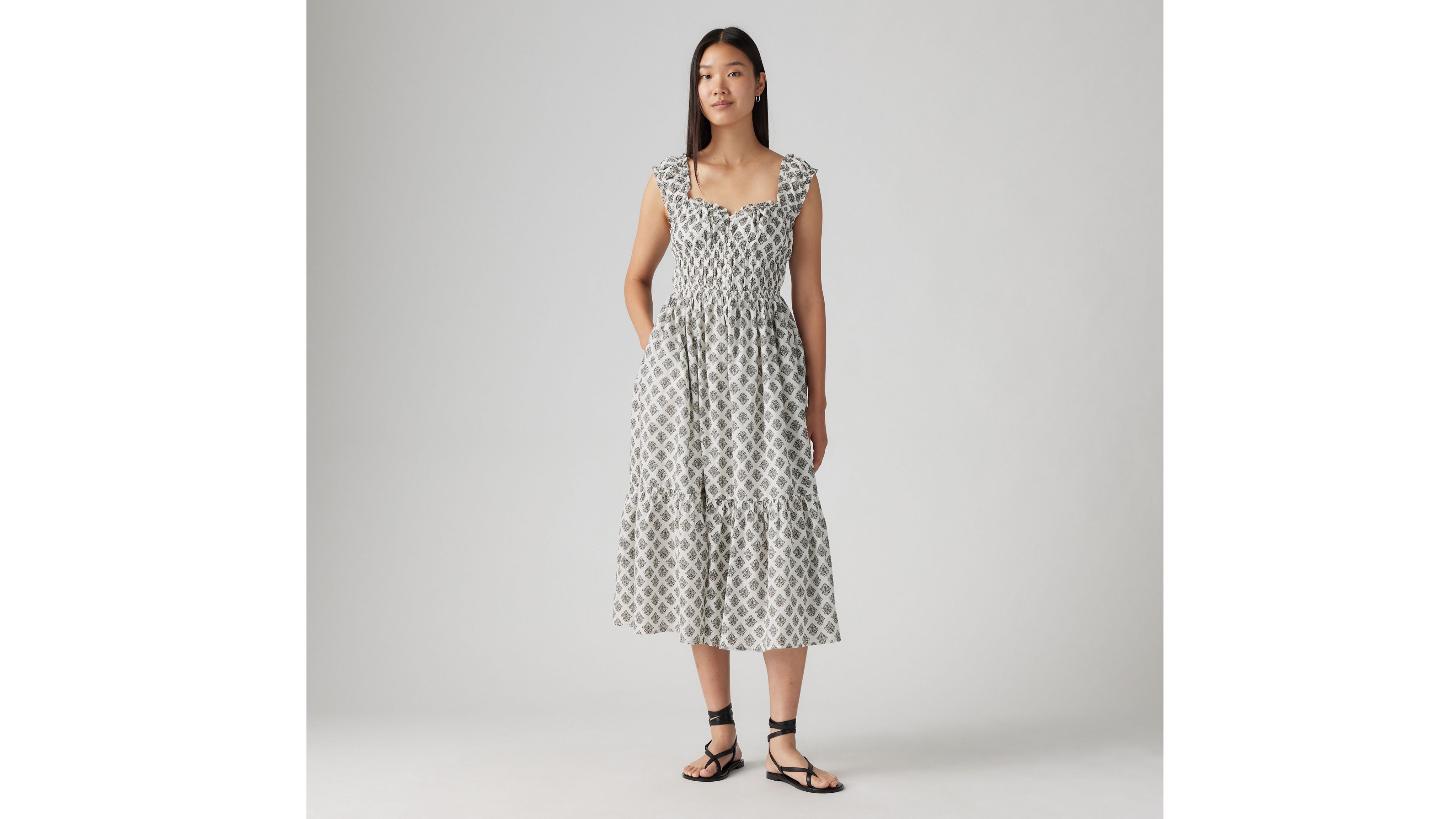 Levi's Amaya Tiered Maxi Dress In Lottie Floral Egret