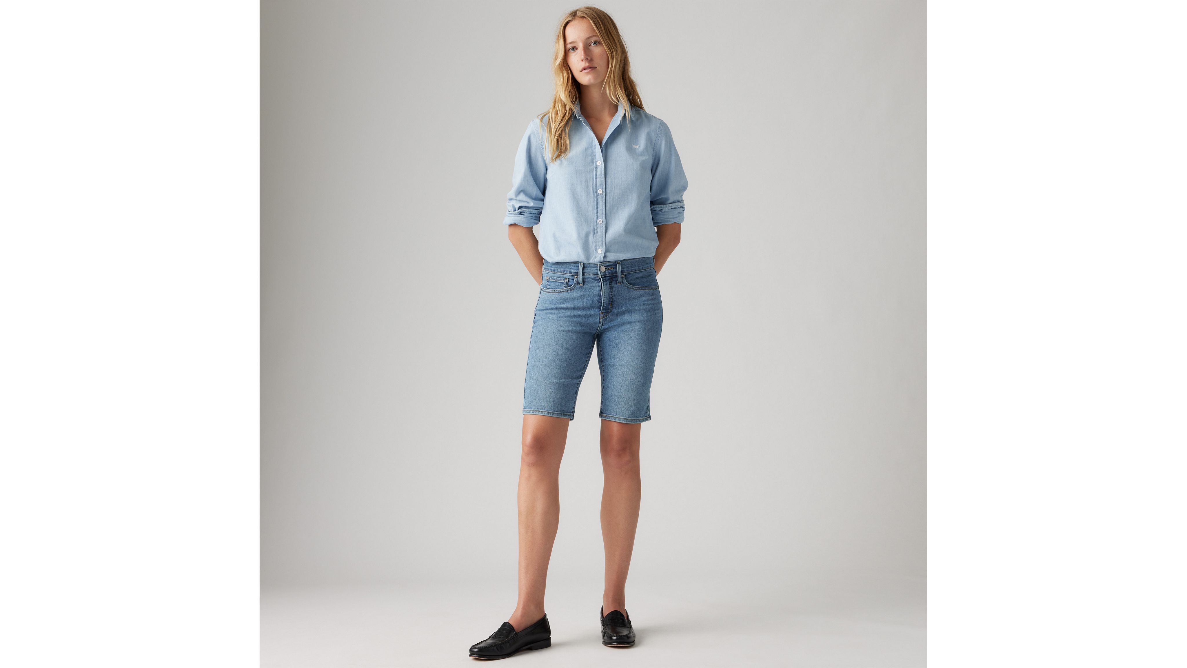 Shop Levi's Shaping Bermuda Shorts In Camp Denim Short