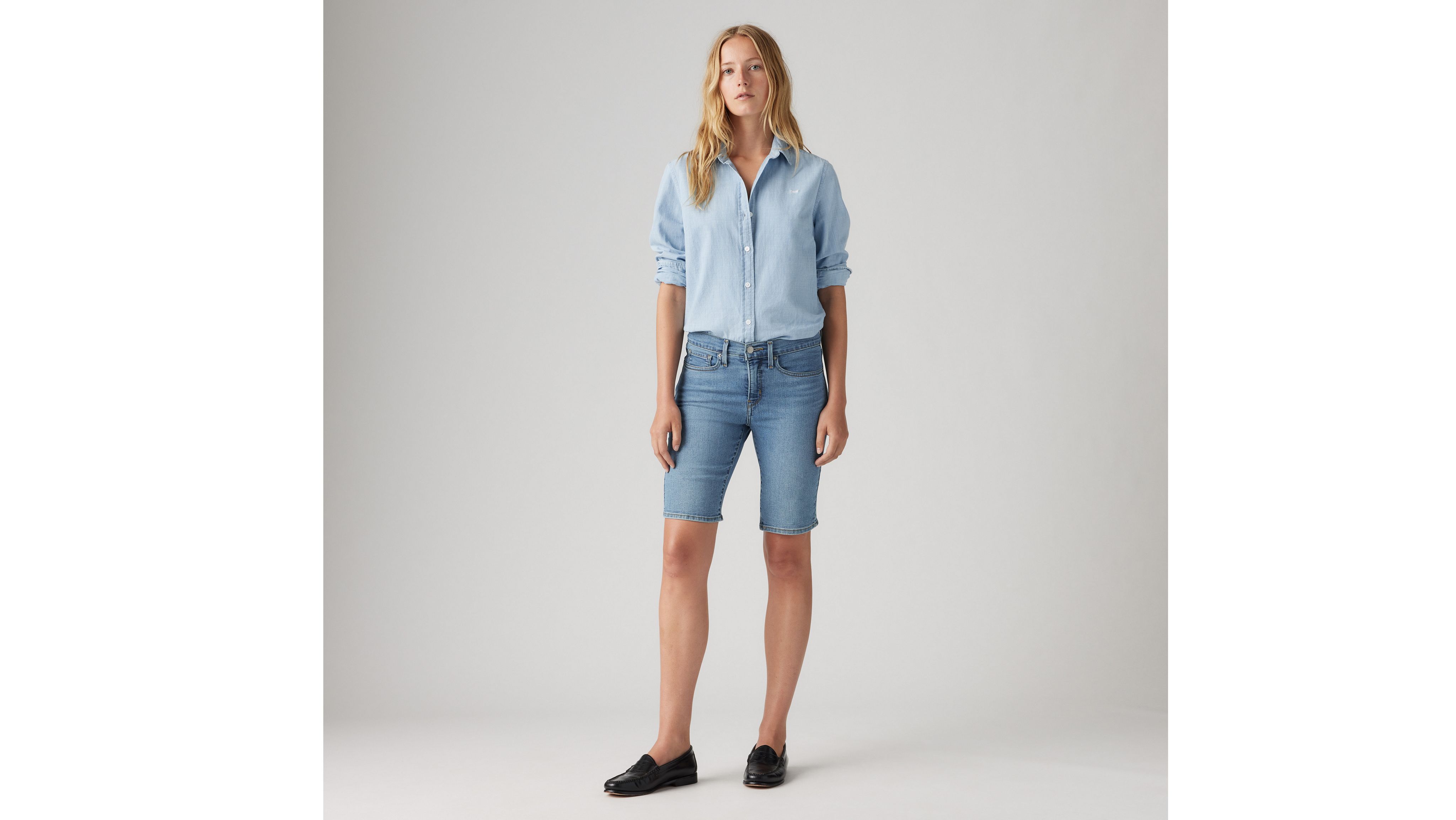 Shop Levi's Shaping Bermuda Shorts In Camp Denim Short