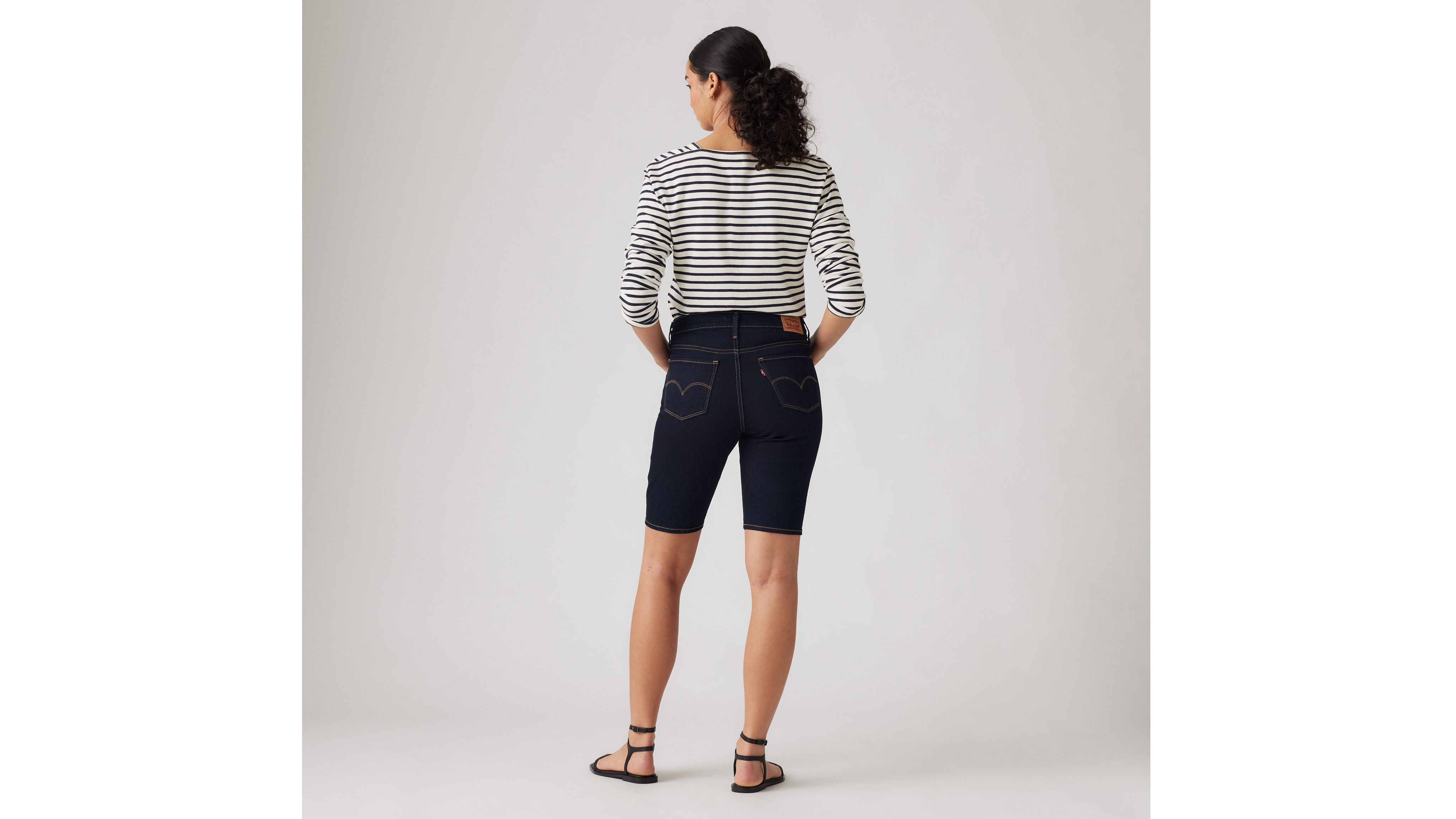 Shop Levi's Shaping Bermuda Women's Shorts 34 In Darkest Sky