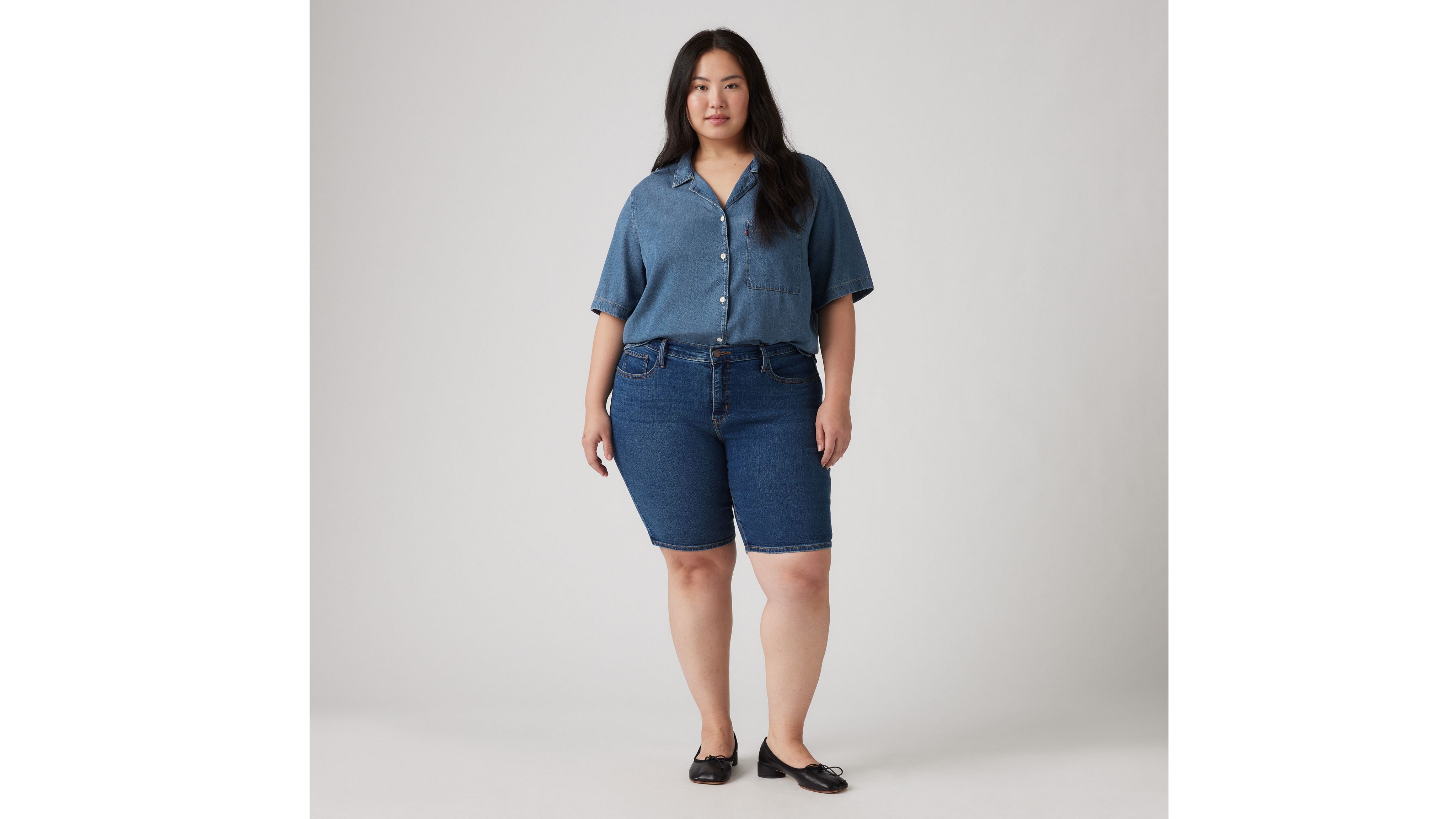 LEVI'S SHAPING BERMUDA SHORTS (PLUS SIZE) 