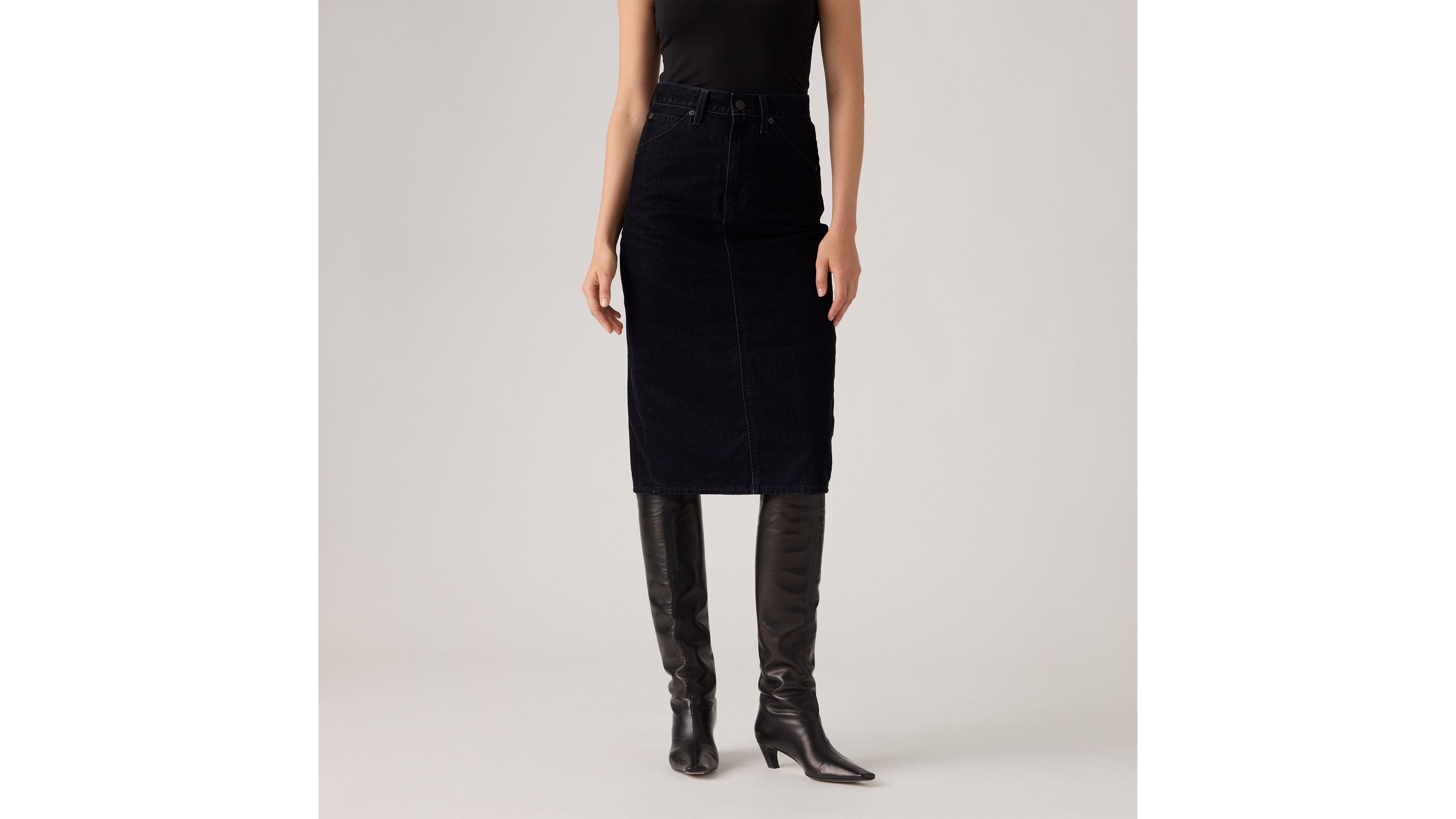 High Rise Back Slit Skirt