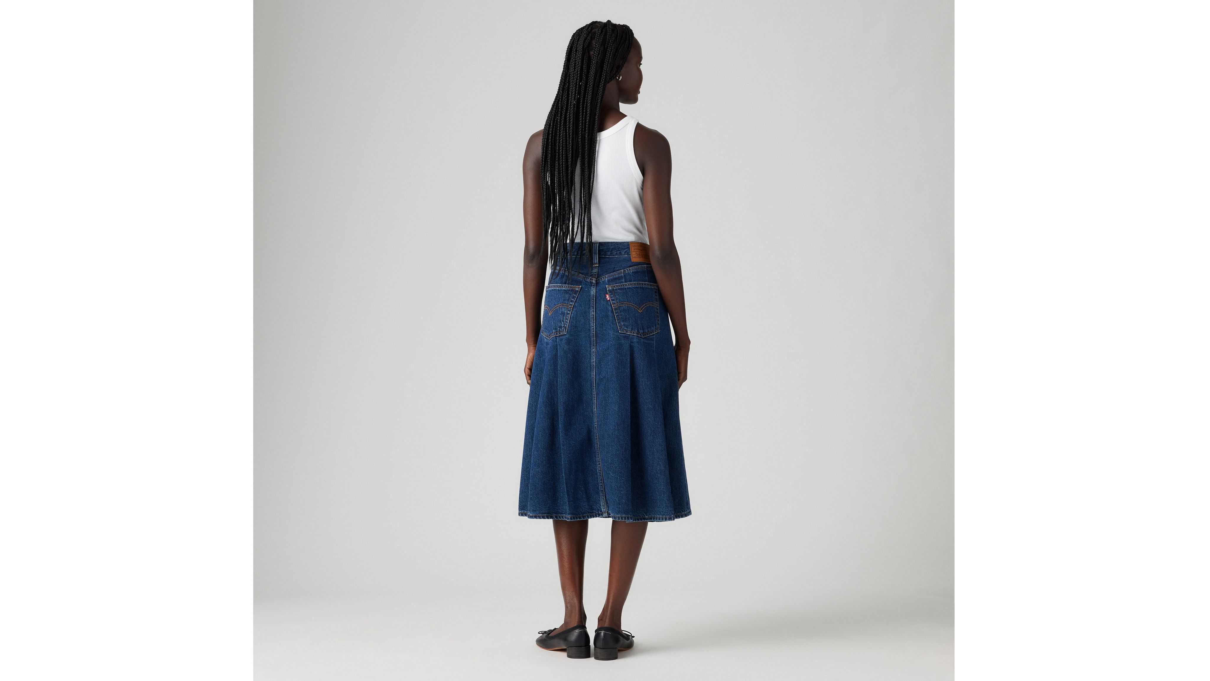 Levi's Pleated Midi Skirt In Slightly Circular