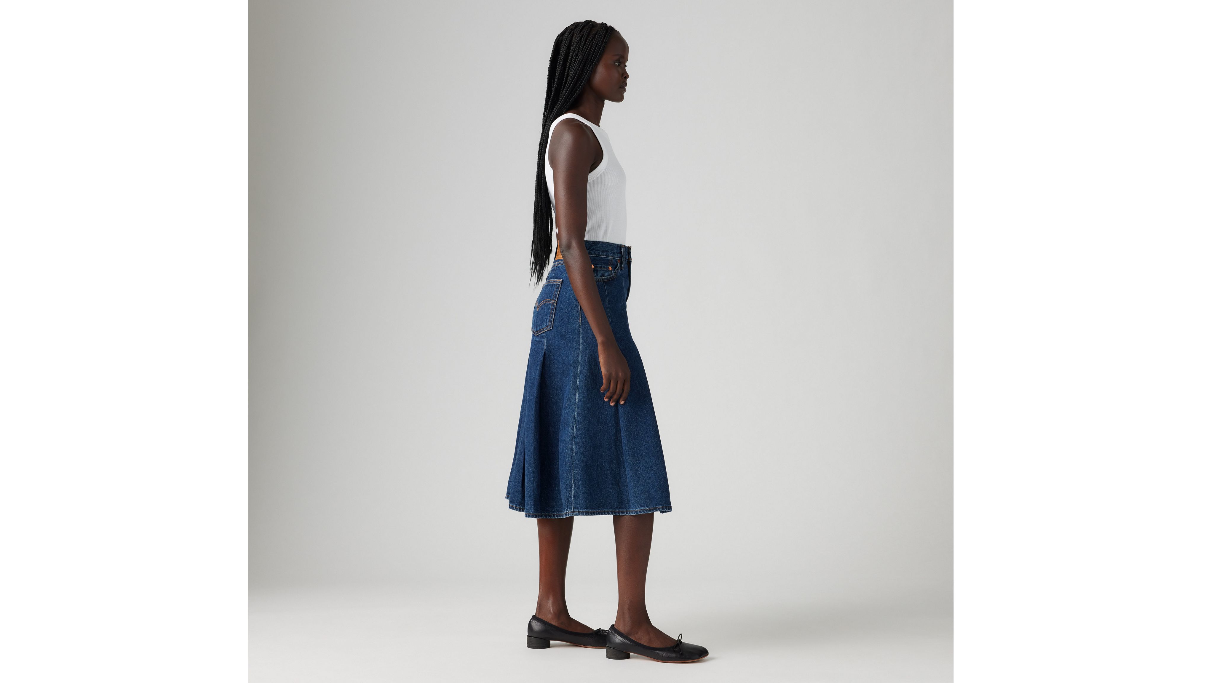 Levi's Pleated Midi Skirt In Slightly Circular