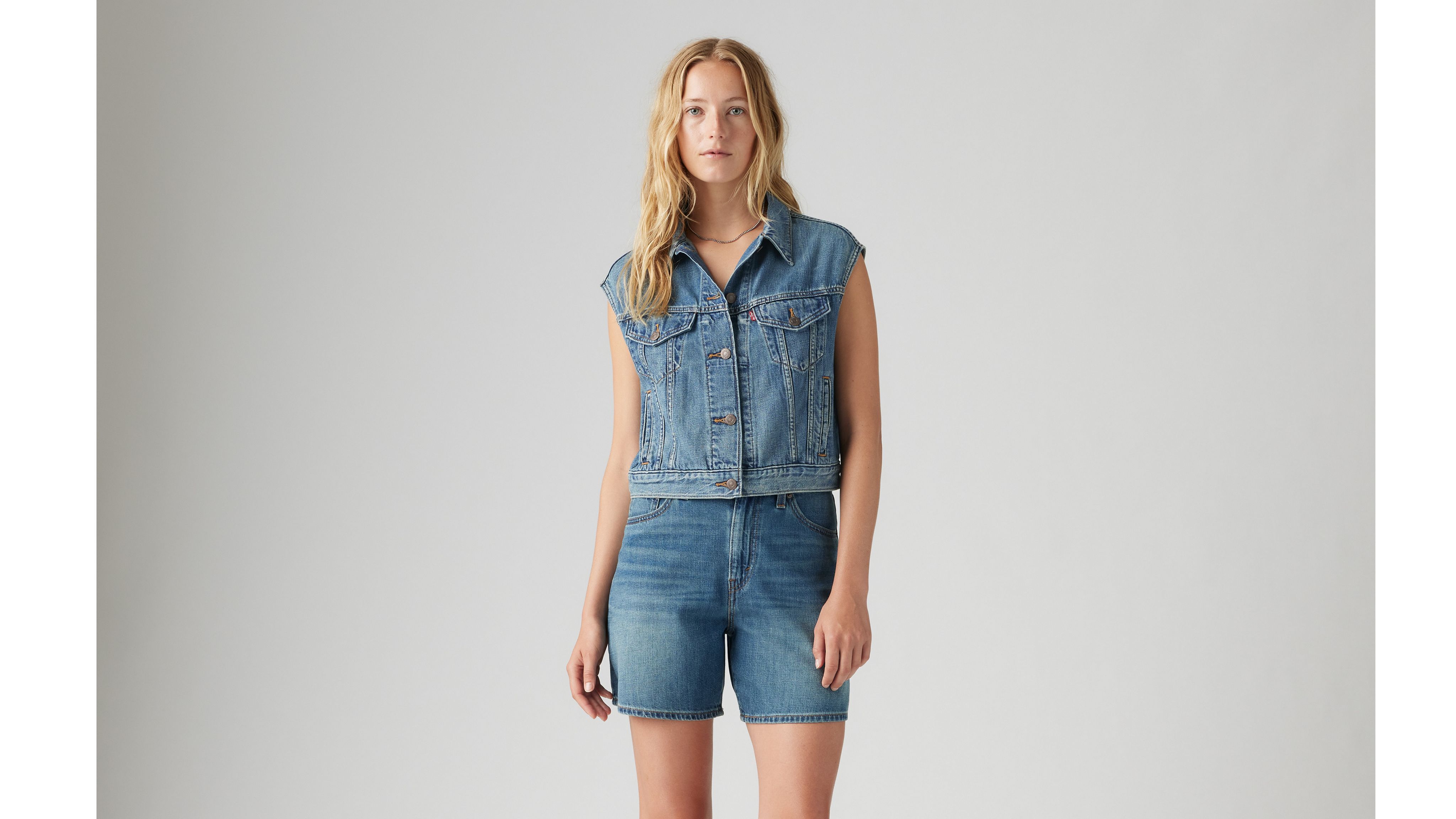 Shrunken '90s Linen+ Denim Lightweight Vest