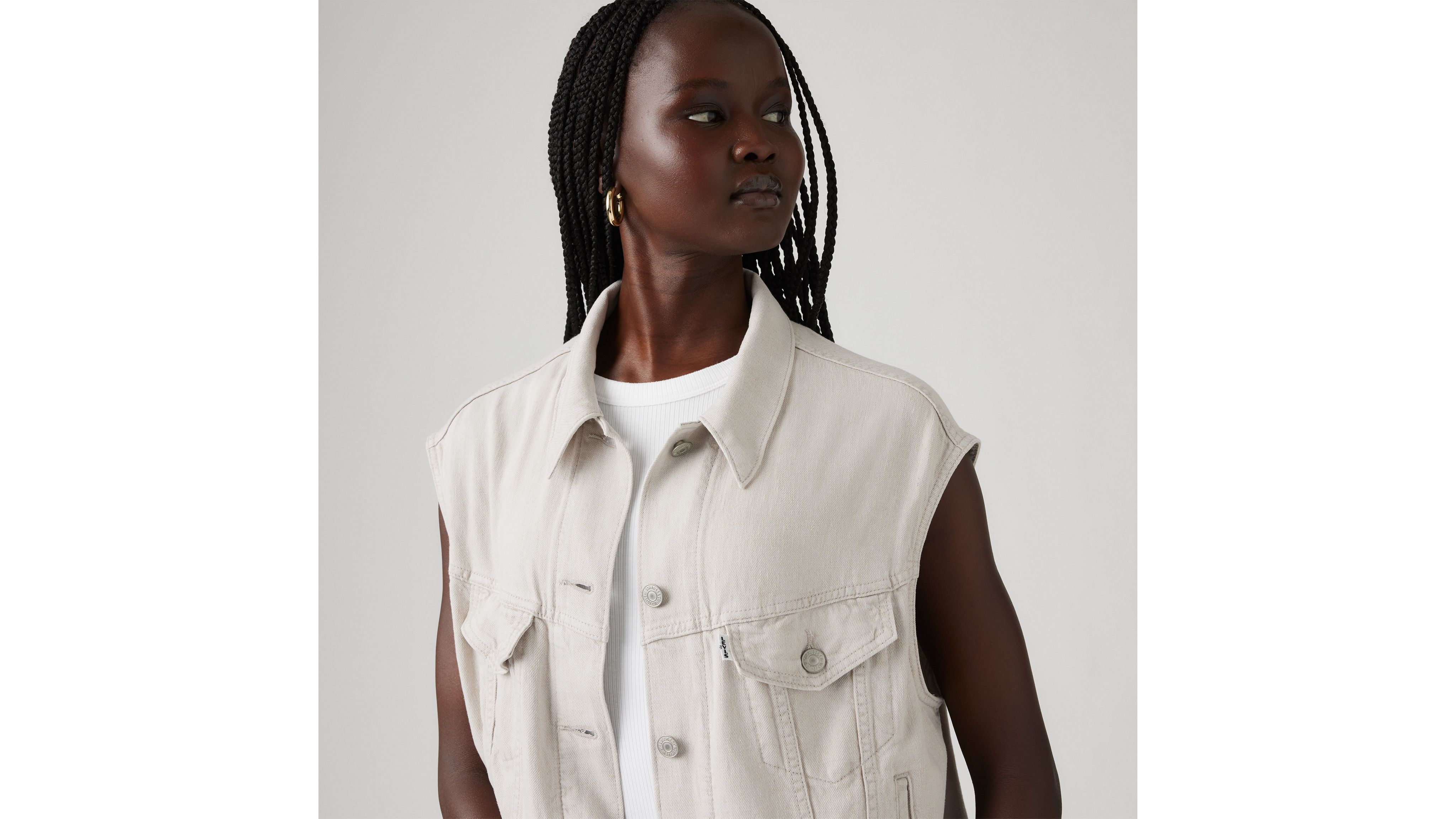 Levi's Shrunken 90's Vest In Crystal Gray