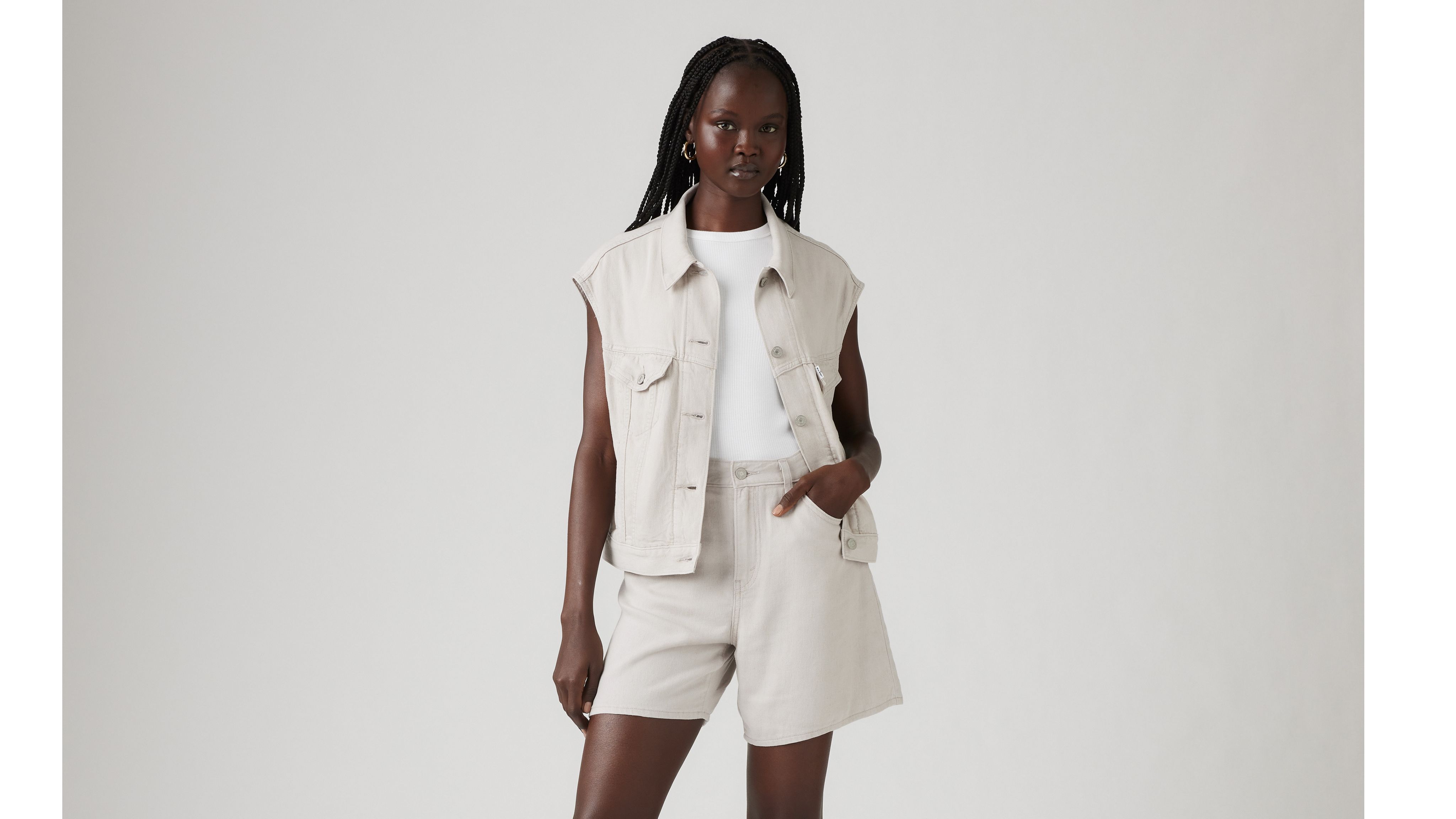 Levi's Shrunken 90's Vest In Crystal Gray