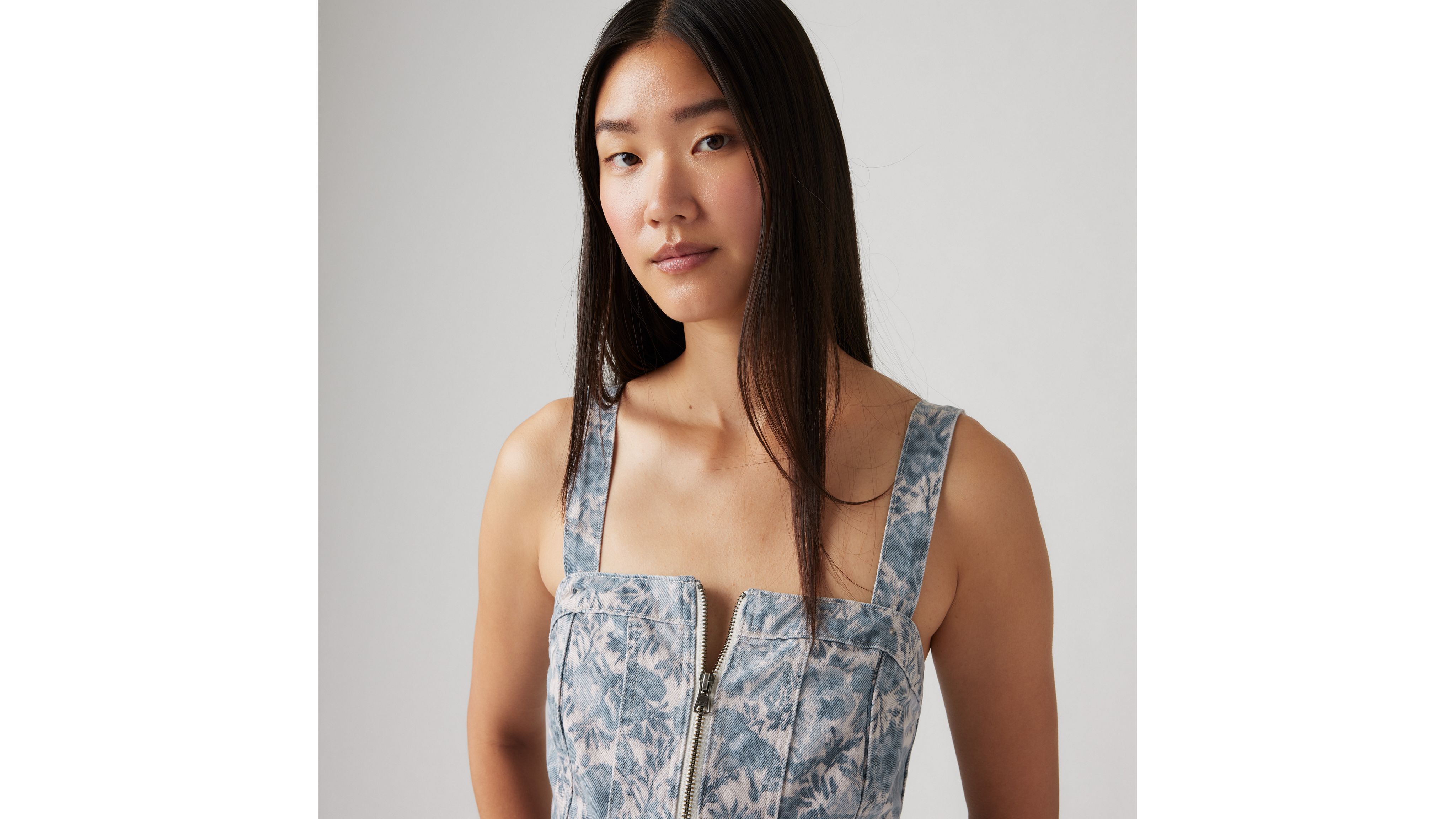Levi's Sculpted Medium Wash Floral Bustier Top In Ophelia Floral