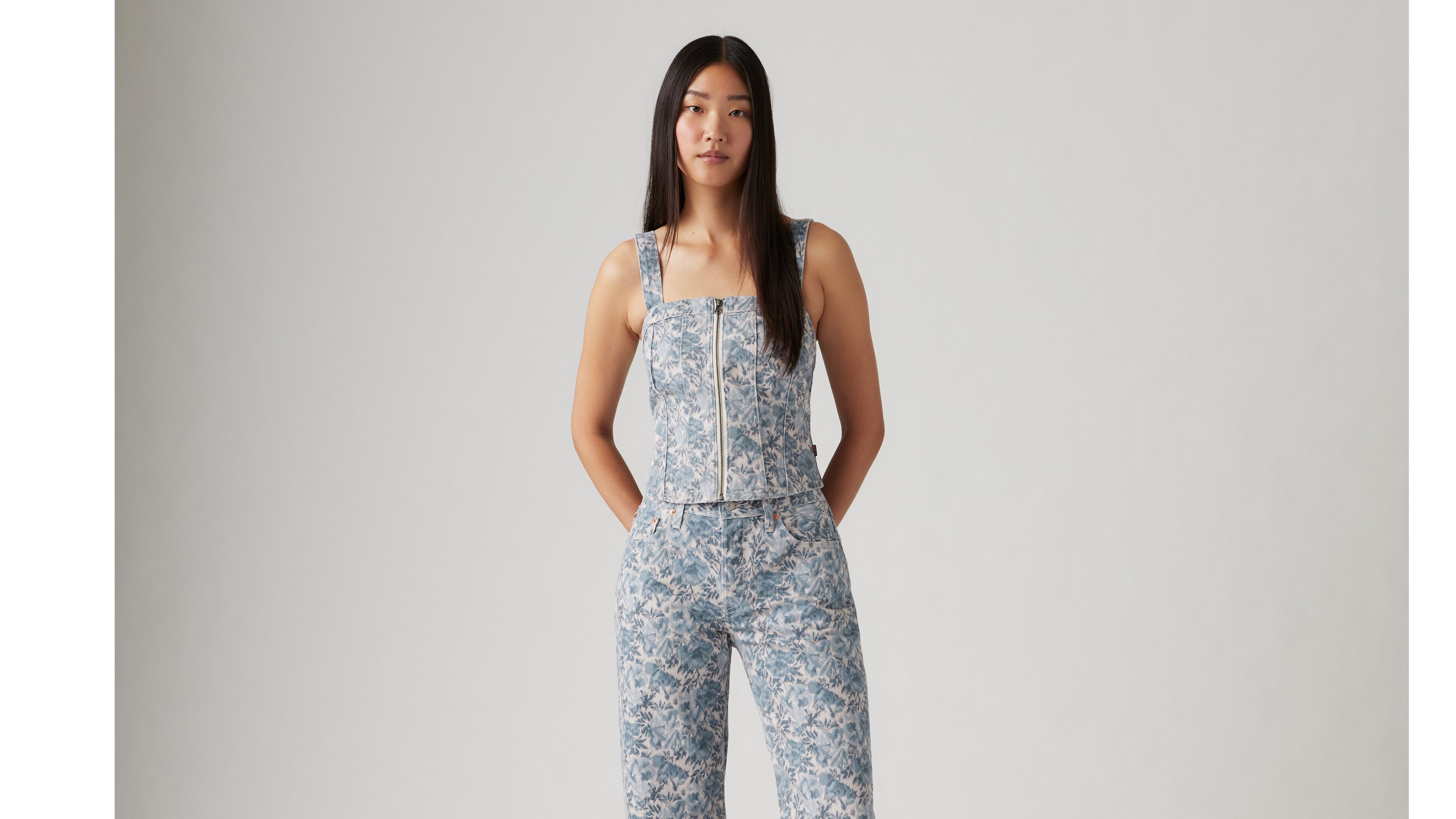 Levi's Sculpted Medium Wash Floral Bustier Top In Ophelia Floral