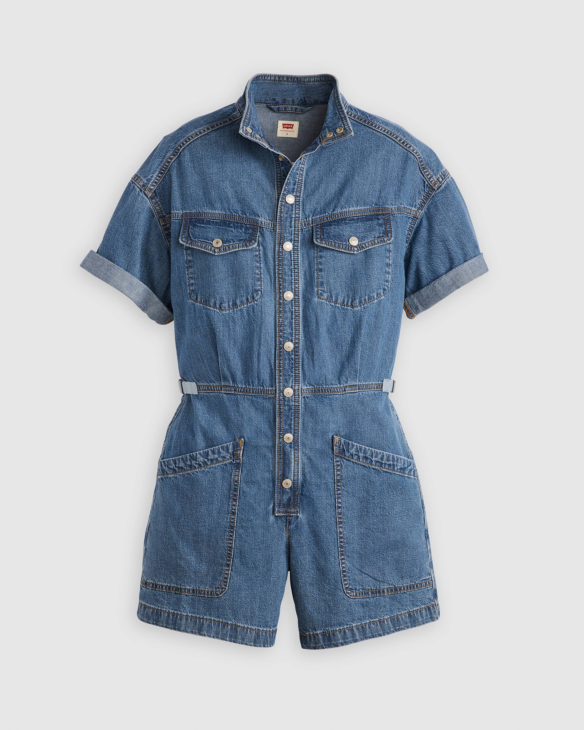 Short Sleeve Surplus Romper - Medium Wash | Levi's® US Short Sleeve Surplus Romper - Medium Wash | Levi's® US