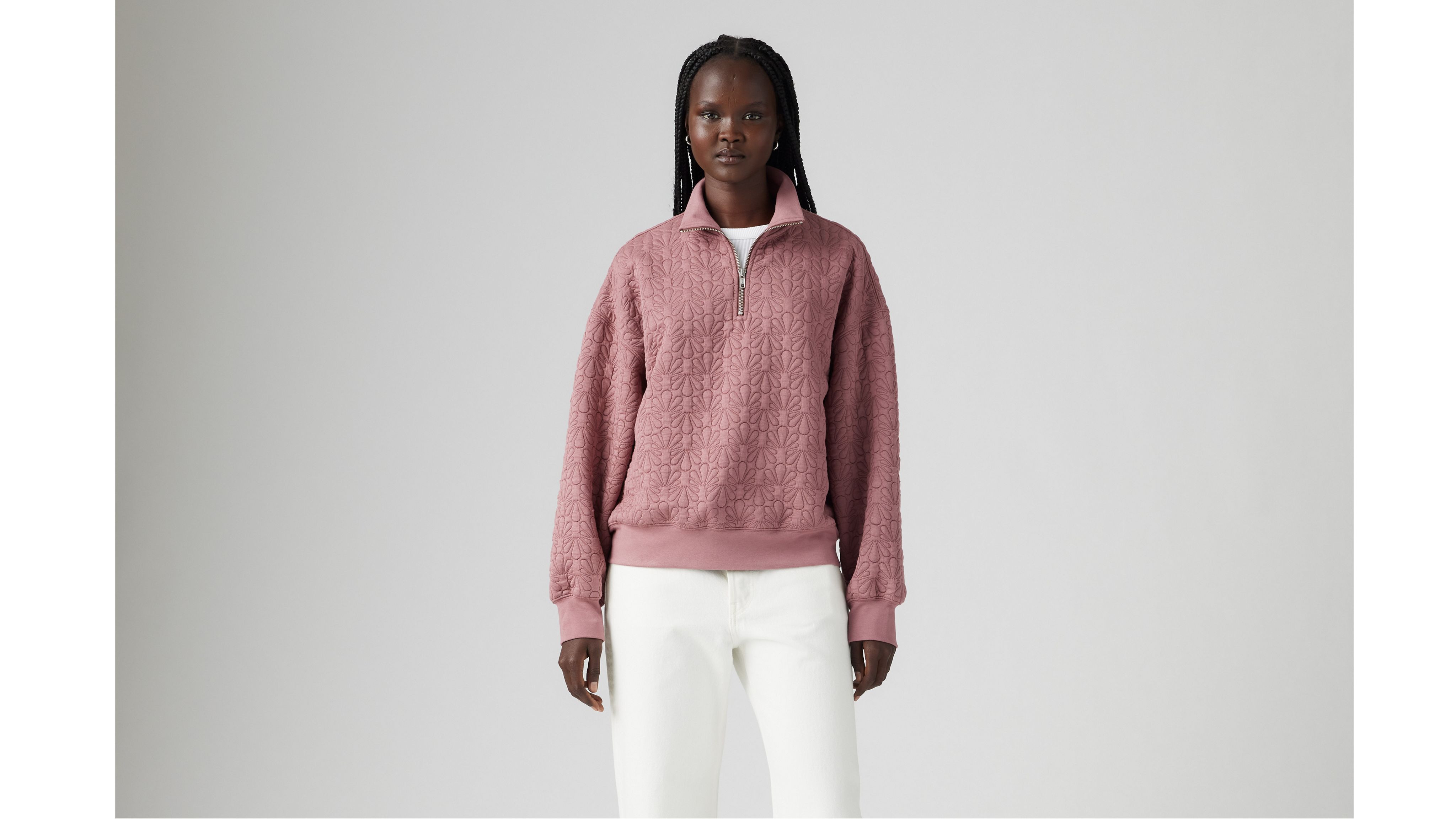 1/4 Zip Quilted Fleece Sweatshirt - Pink | Levi's® US