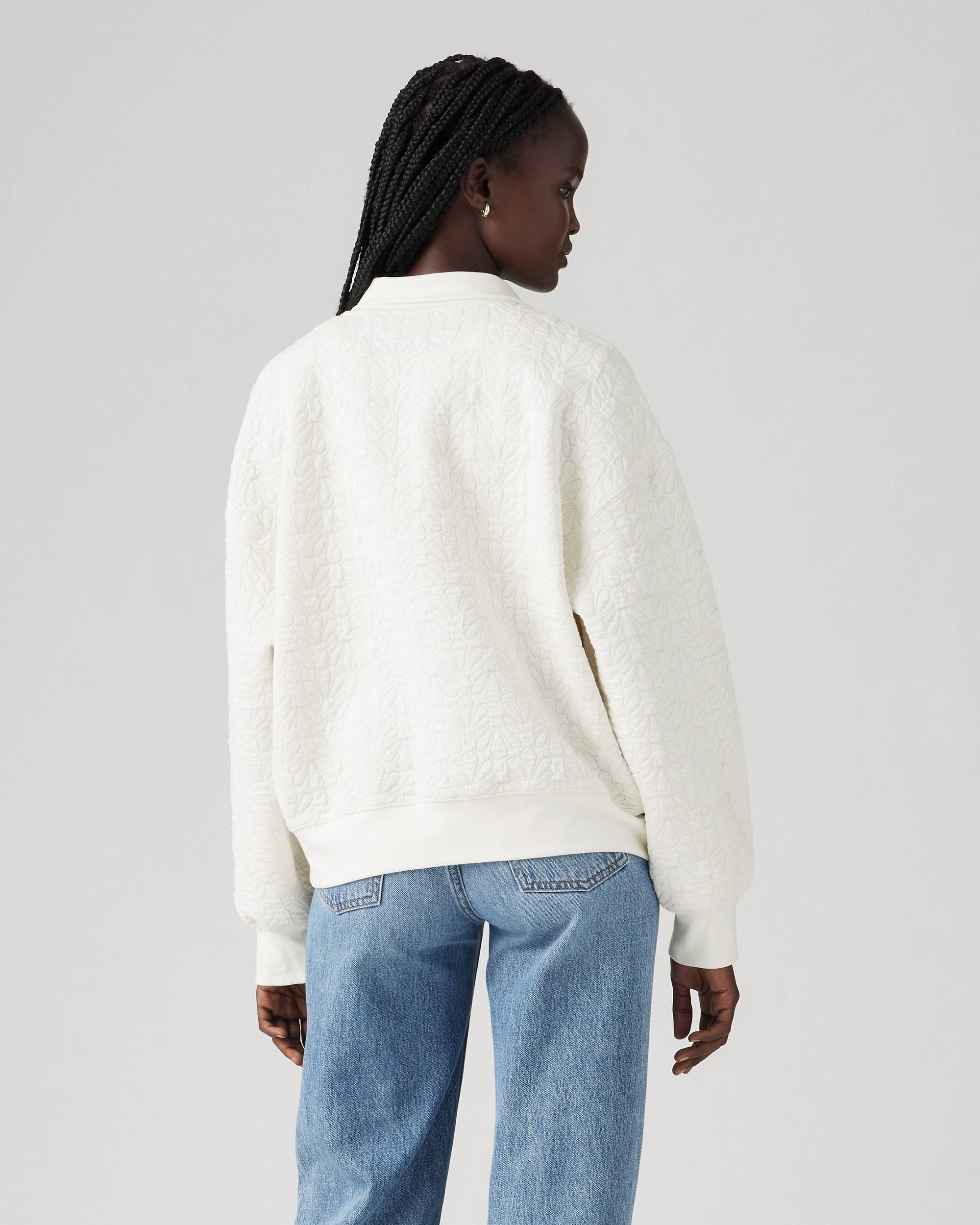 1/4 Zip Quilted Fleece Sweatshirt - White | Levi's® US 1/4 Zip Quilted Fleece Sweatshirt - White | Levi's® US