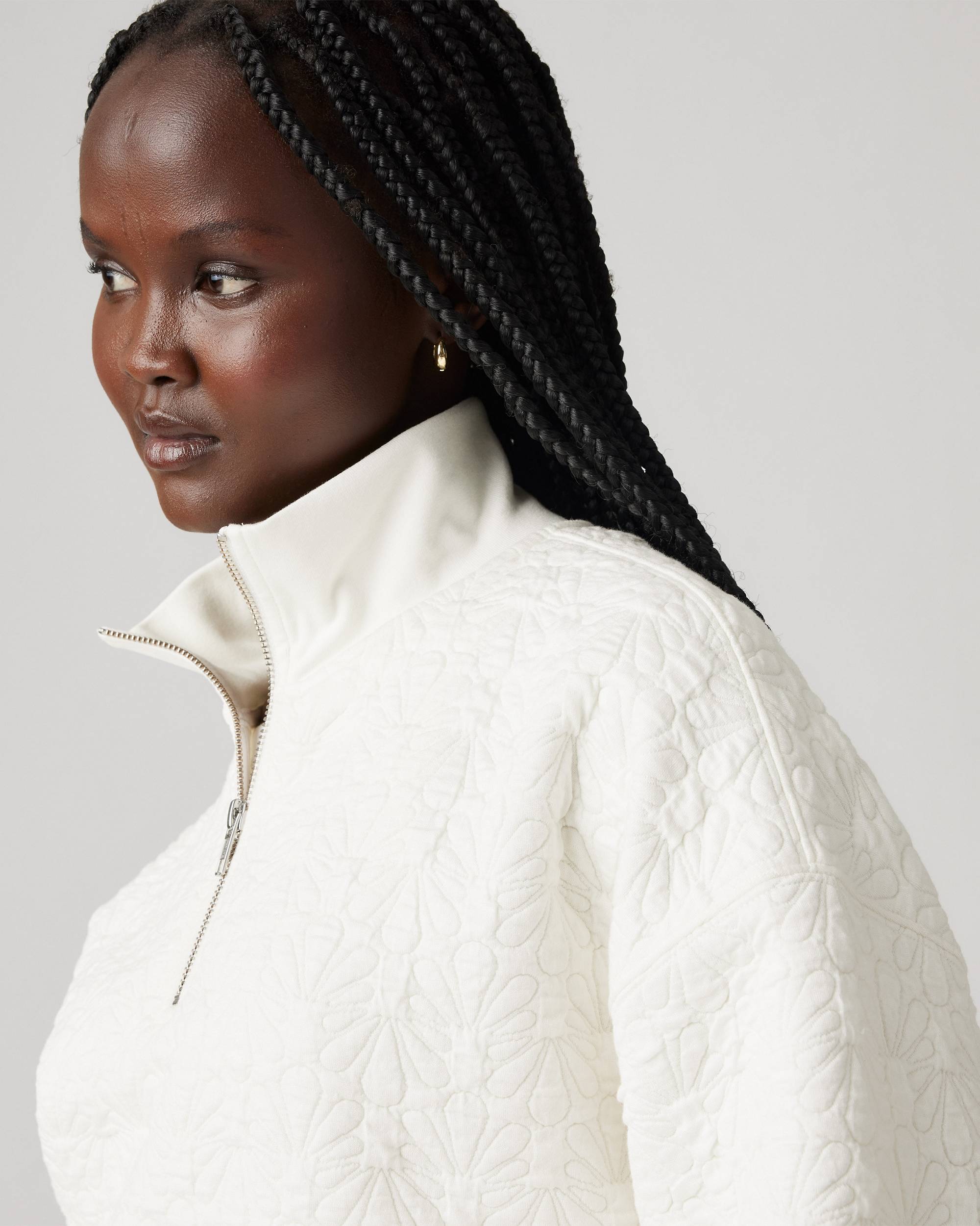 1/4 Zip Quilted Fleece Sweatshirt - White | Levi's® US 1/4 Zip Quilted Fleece Sweatshirt - White | Levi's® US