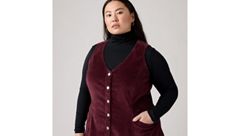 Vianna Vest Mini Dress (Plus Size) — Merlot - Red 4